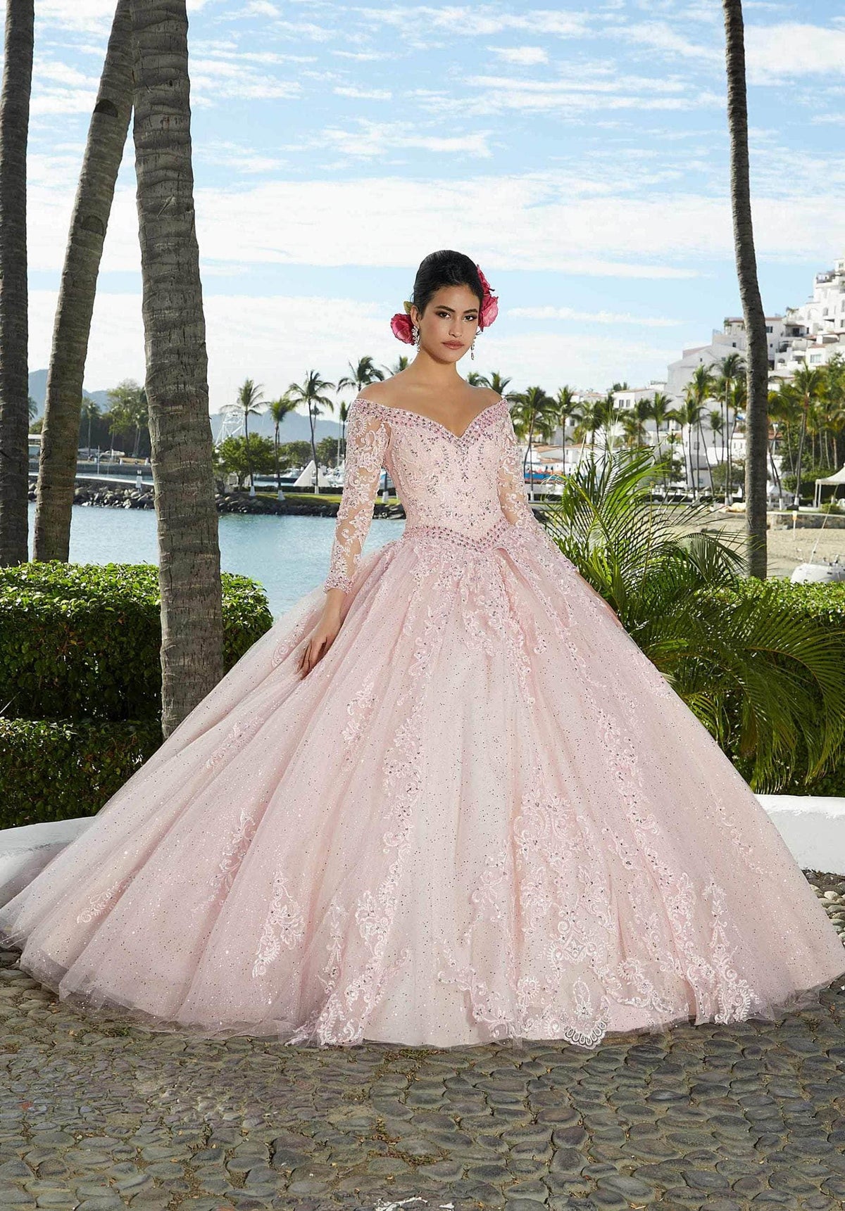 Mori Lee 89360 - Shimmered Tulle Quinceañera Dress - back view