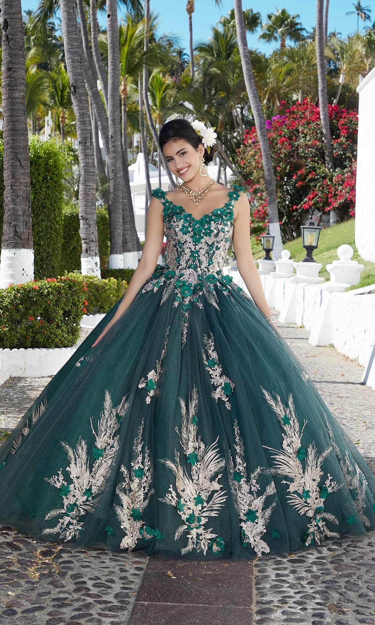 Mori Lee 89362 - Floral Appliqued Quinceañera Dress - view 7