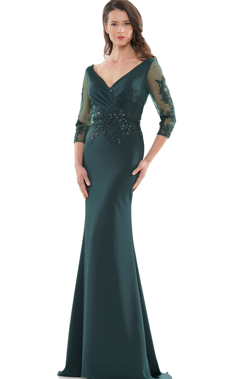 Marsoni by Colors - MV1145 Embroidery Detailed Polished Gown - view 4