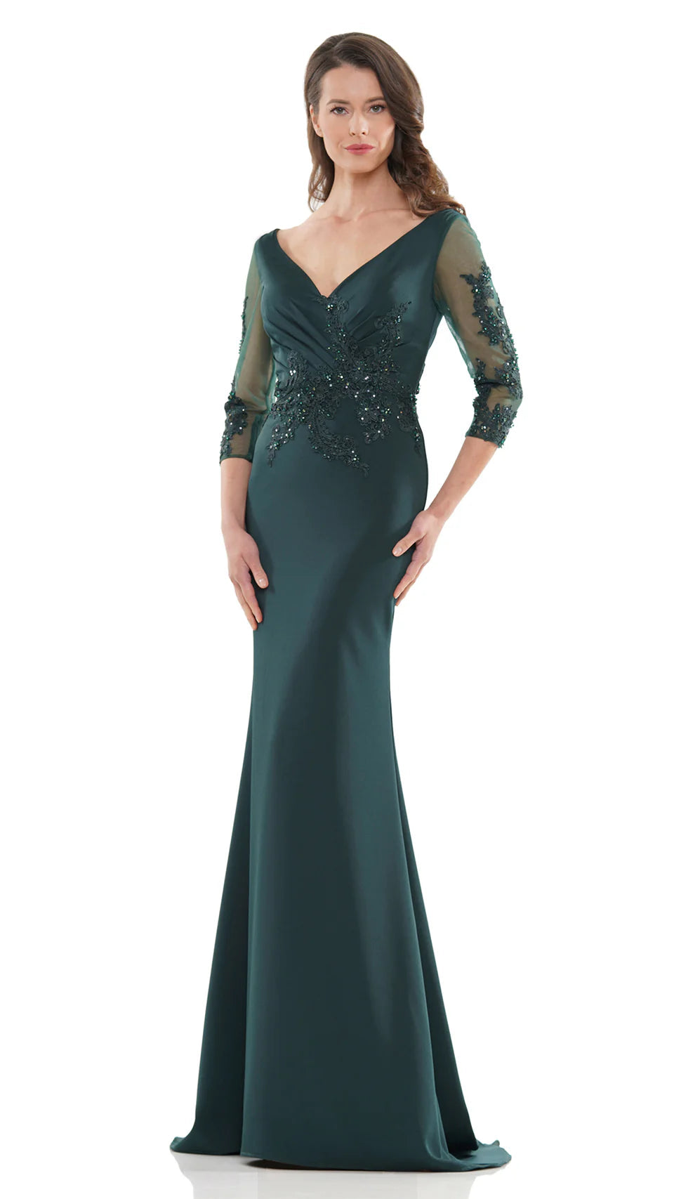 Marsoni by Colors - MV1145 Embroidery Detailed Polished Gown - view 4