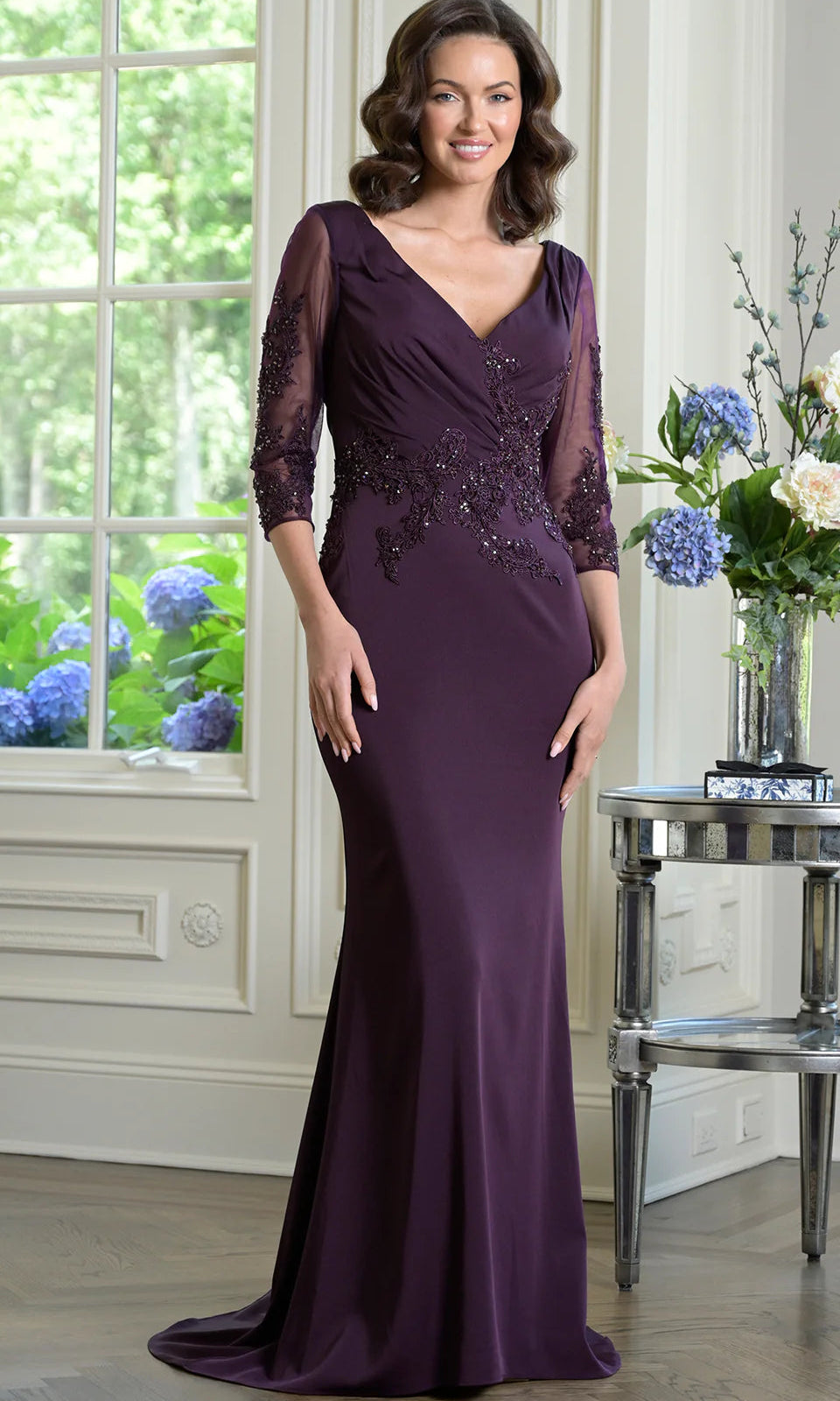 Marsoni by Colors - MV1145 Embroidery Detailed Polished Gown - view 6