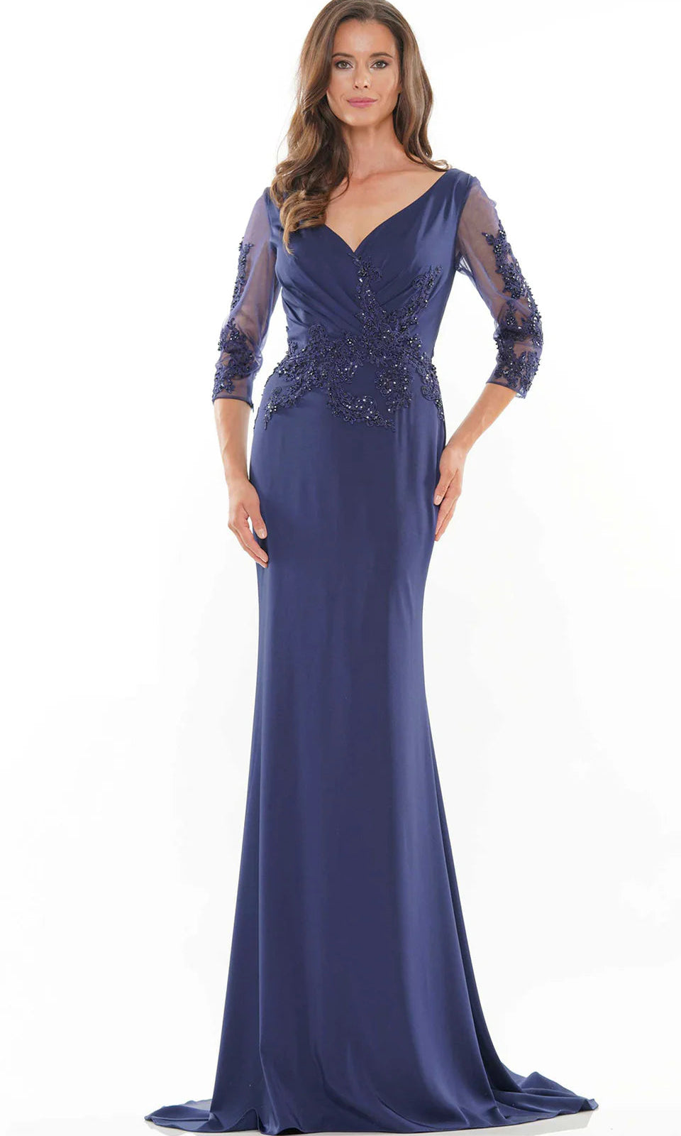 Marsoni by Colors - MV1145 Embroidery Detailed Polished Gown - view 5