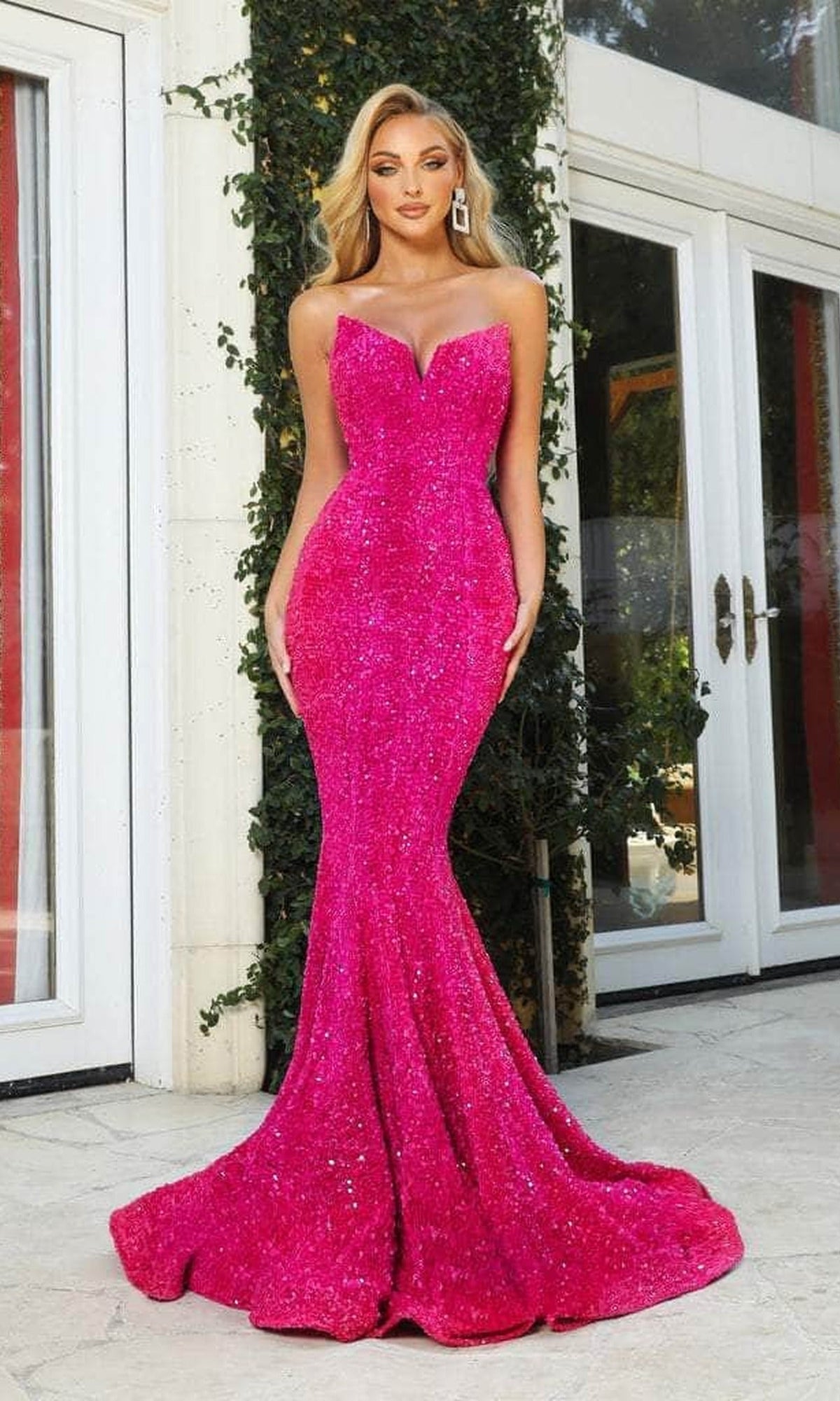 Portia and Scarlett - PS21208 Strapless V-Neck Sequin Gown