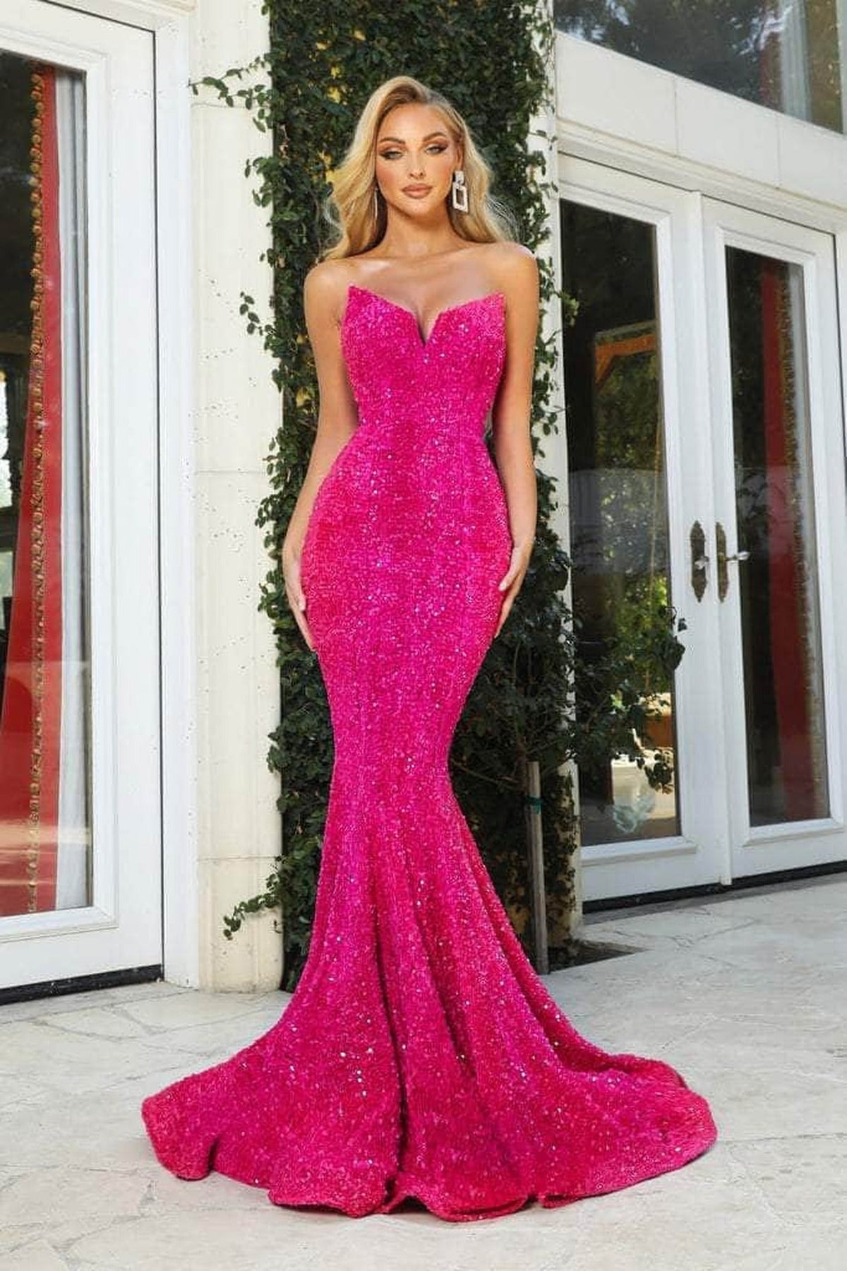 Portia and Scarlett - PS21208 Strapless V-Neck Sequin Gown