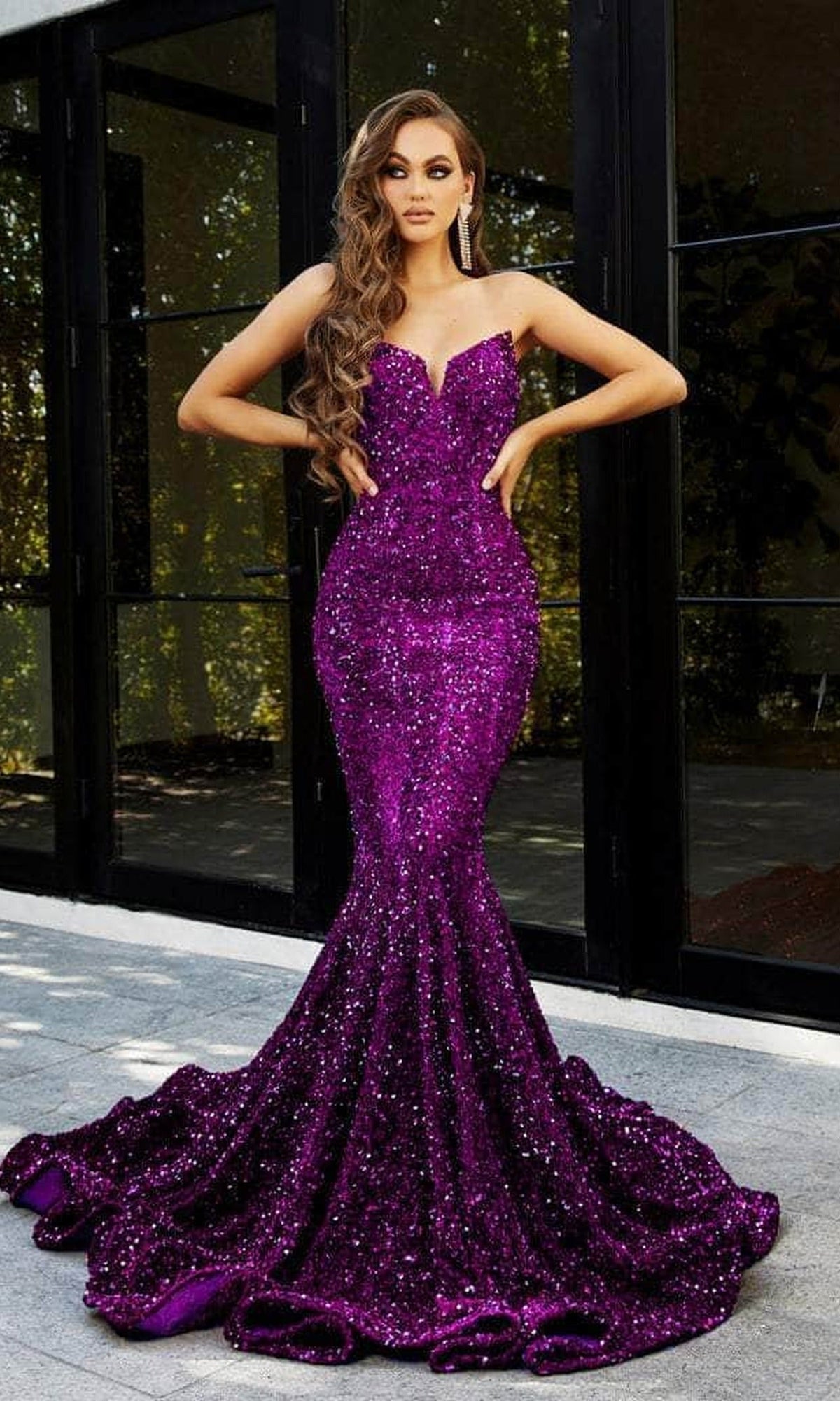 Portia and Scarlett - PS21208 Strapless V-Neck Sequin Gown