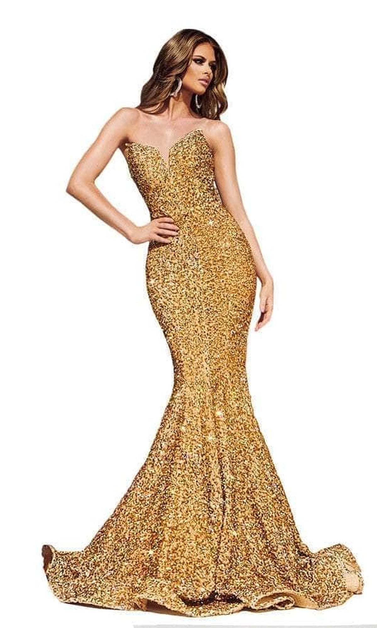 Portia and Scarlett - PS21208 Strapless V-Neck Sequin Gown