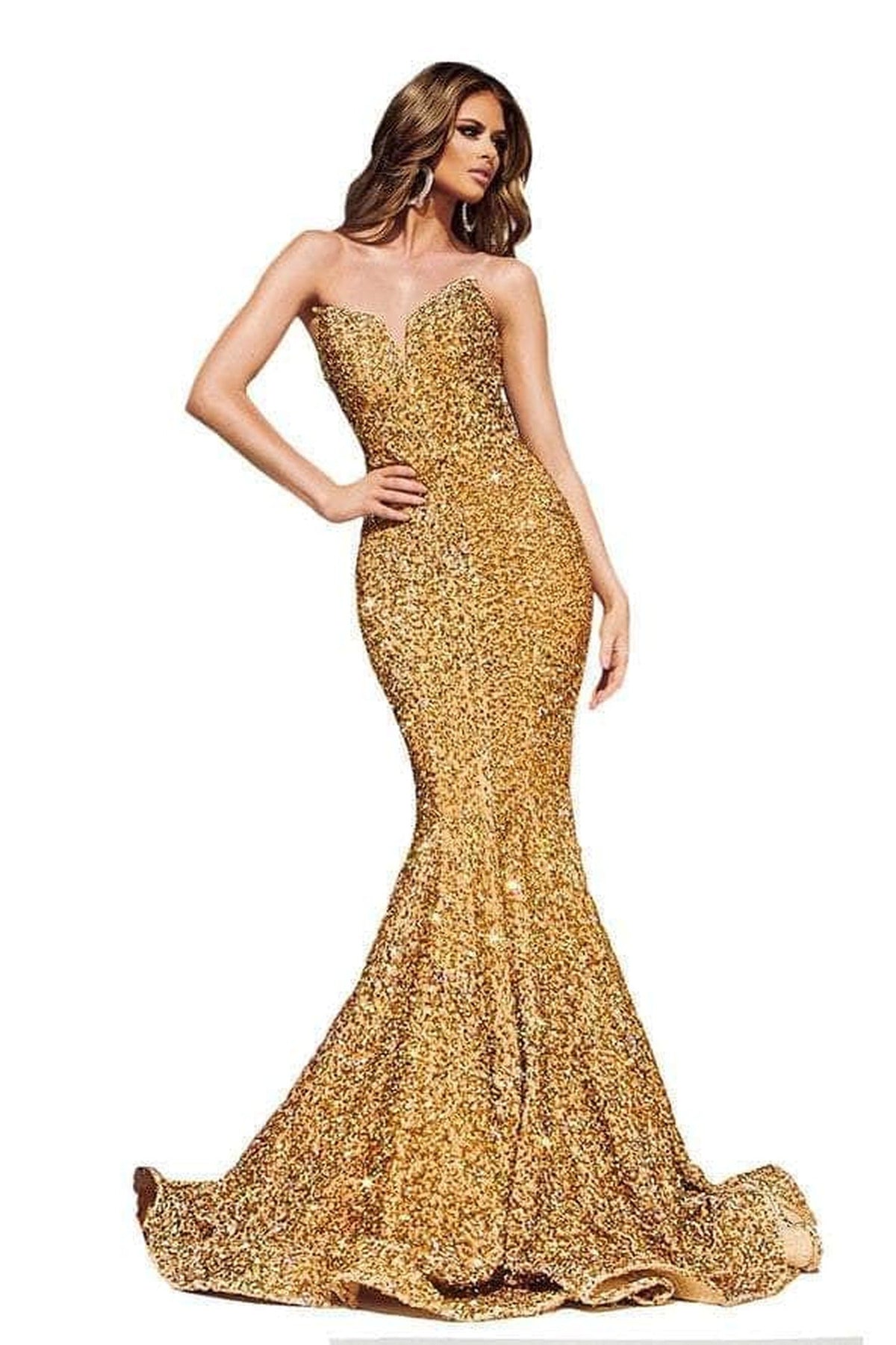 Portia and Scarlett - PS21208 Strapless V-Neck Sequin Gown