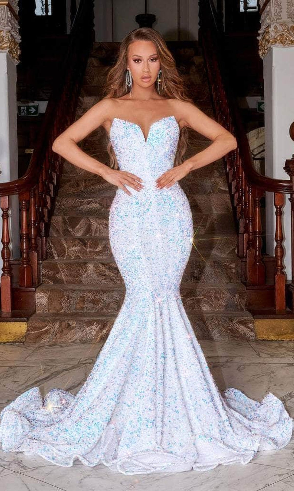 Portia and Scarlett - PS21208 Strapless V-Neck Sequin Gown