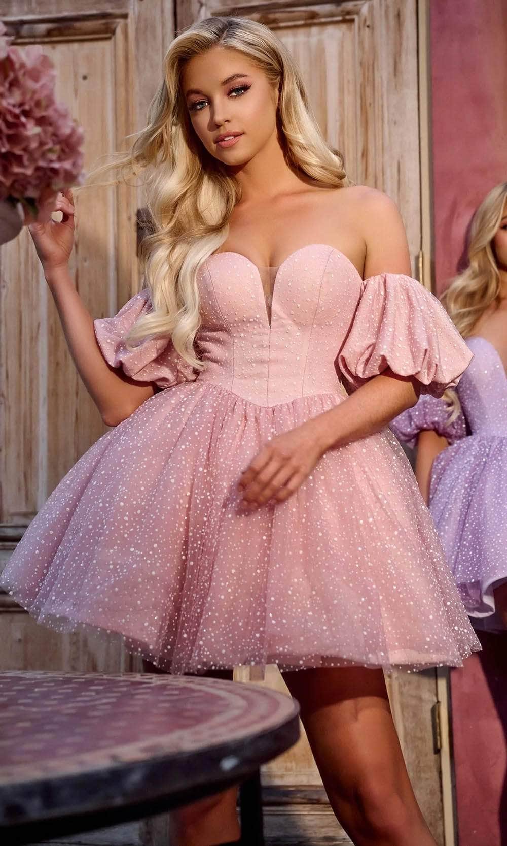 Portia and Scarlett PS24006 - Puff Sleeve A-Line Homecoming Dress - view 6