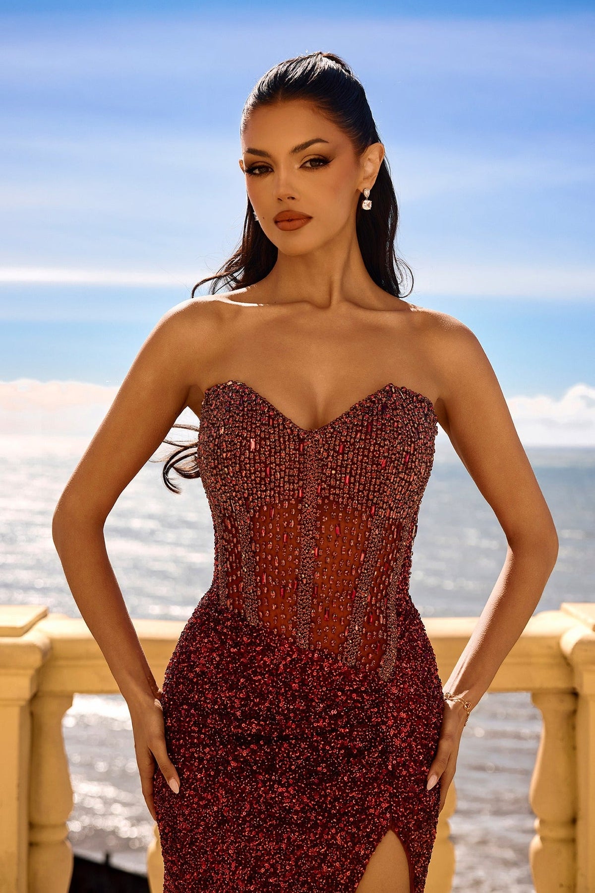 Portia and Scarlett PS24850C - Illusion Jeweled Evening Gown