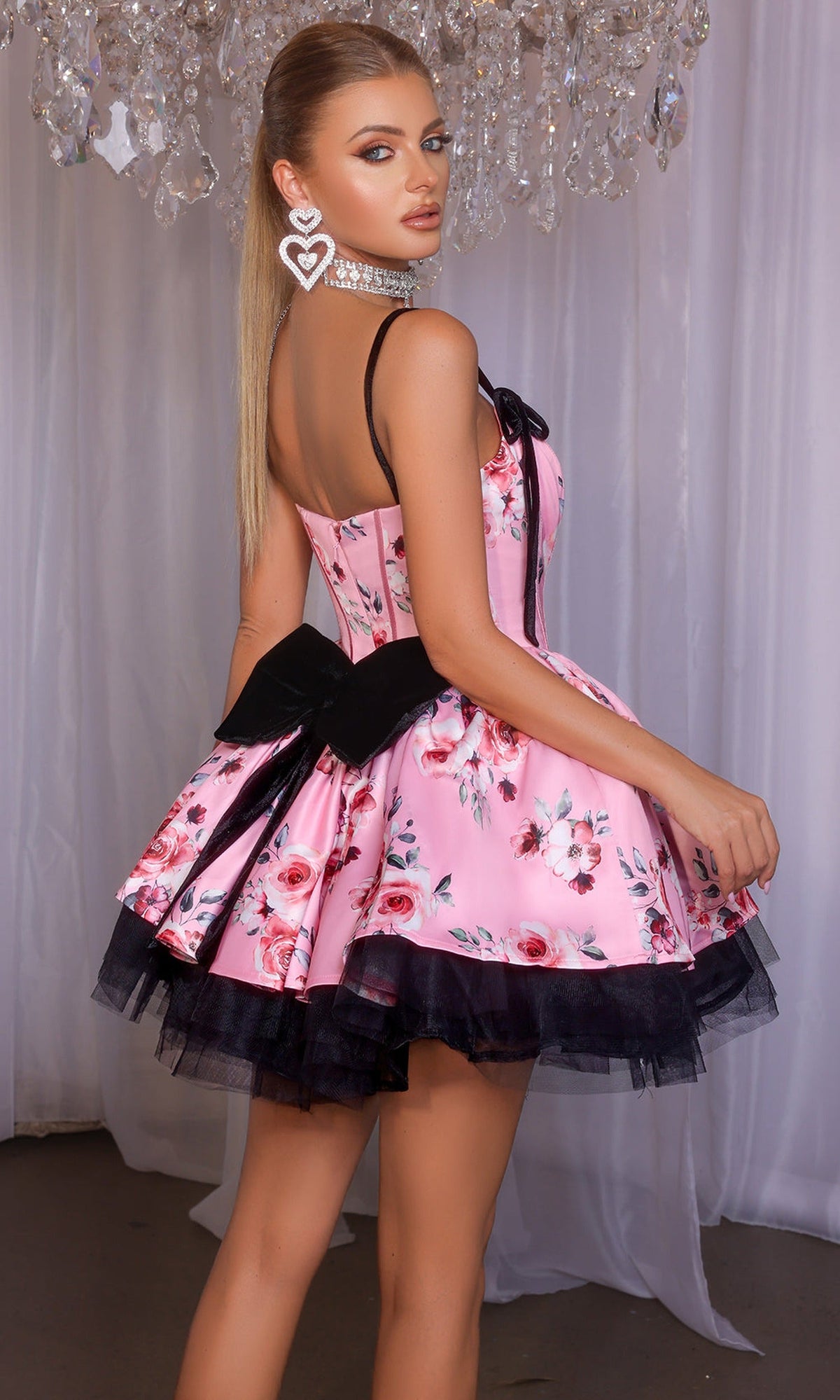 Portia and Scarlett PS25765 - Floral Print Corseted Mini Dress