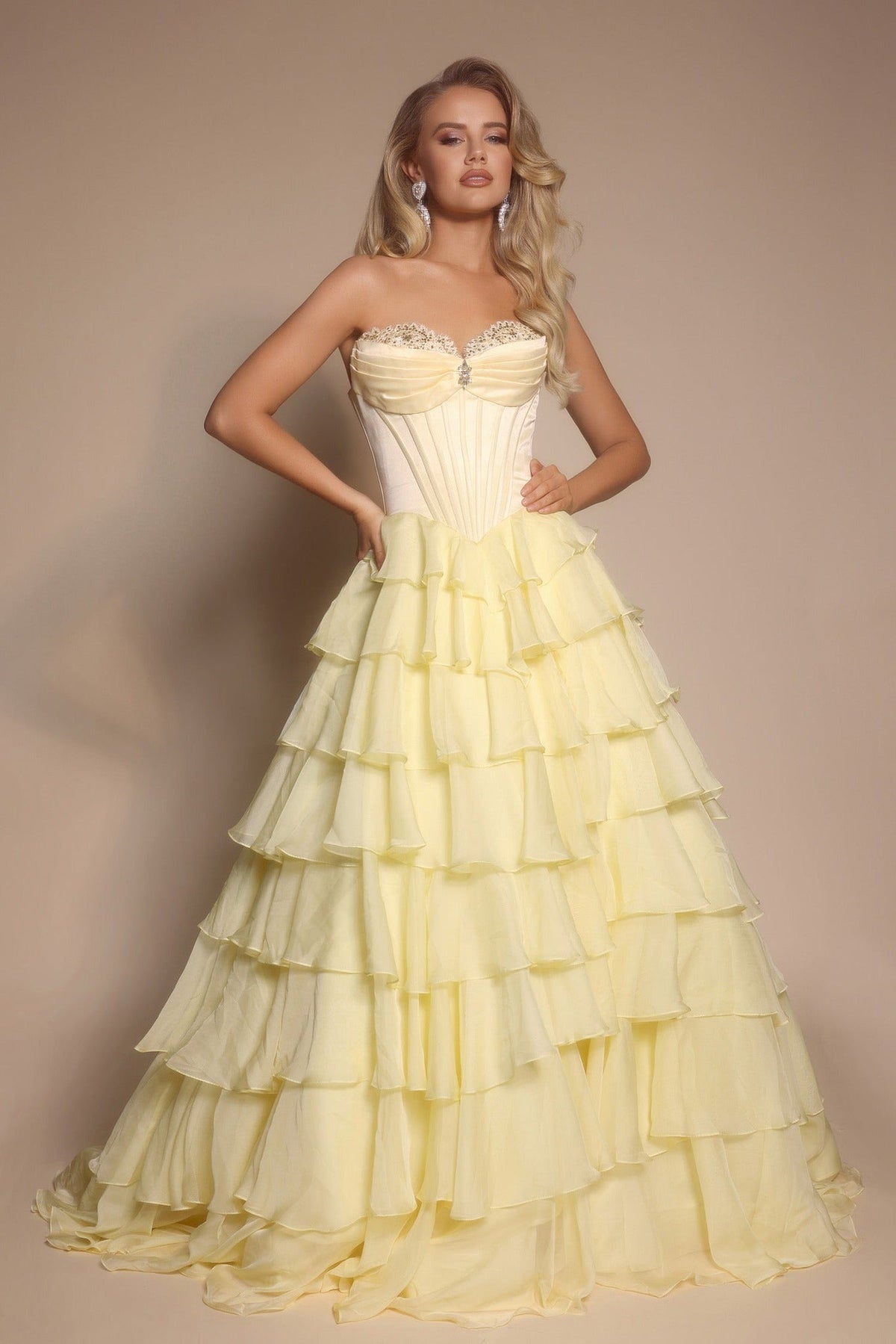 Portia and Scarlett PS25963 - Lace Sweetheart Tiered Gown
