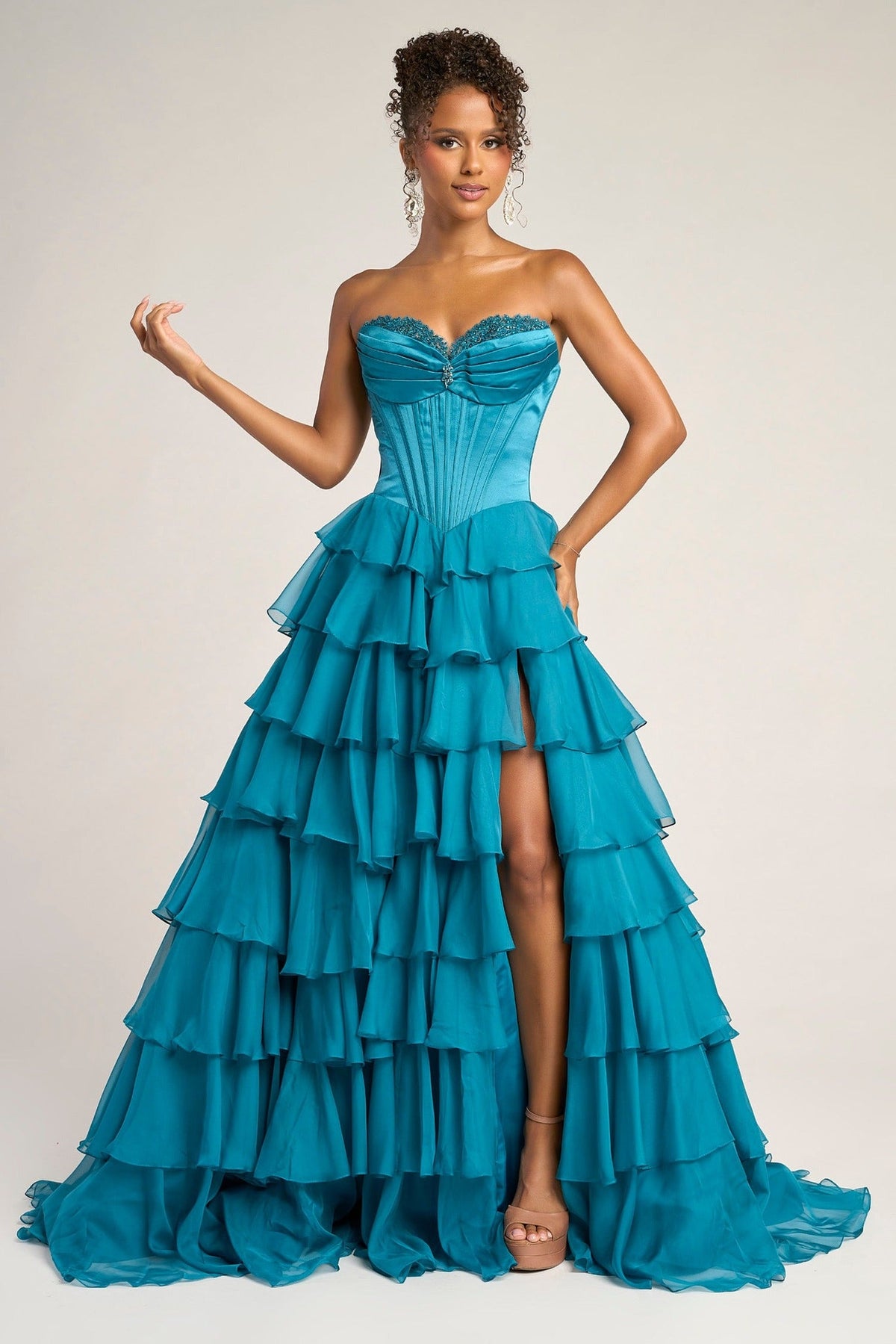 Portia and Scarlett PS25963 - Lace Sweetheart Tiered Gown