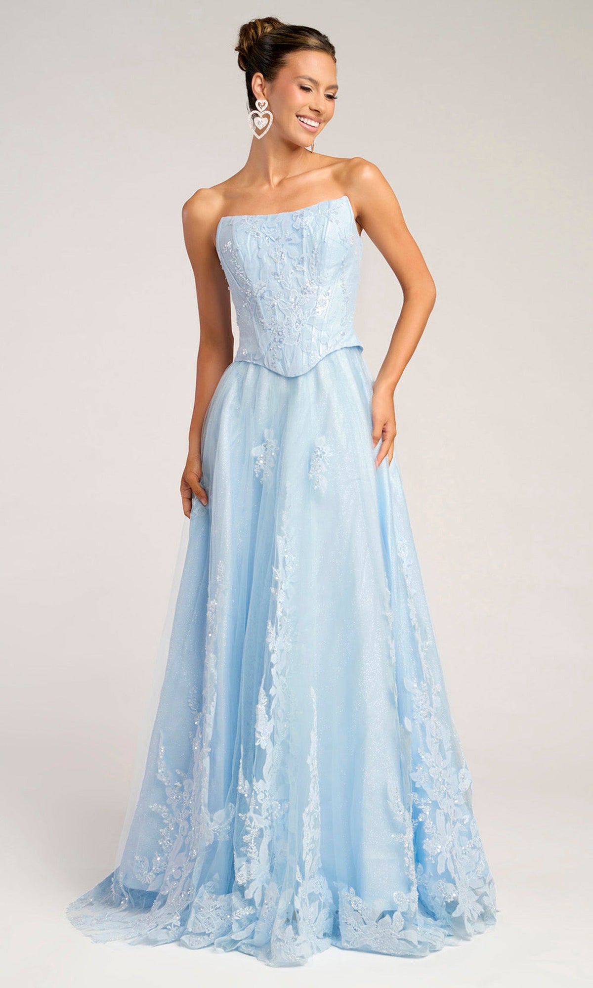 Portia and Scarlett PS26061 - Floral Lace Corset A-Line Prom Dress