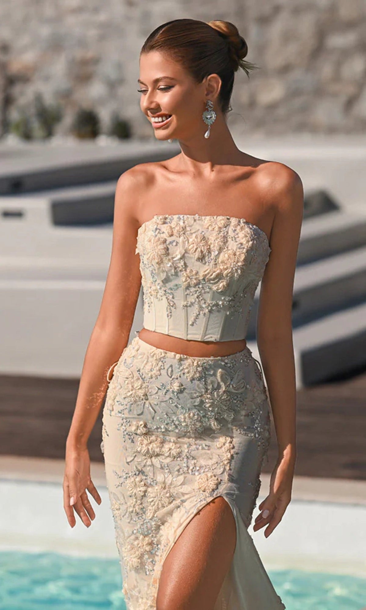 Portia and Scarlett PS26088 - Floral Beaded Two Piece Prom Dress