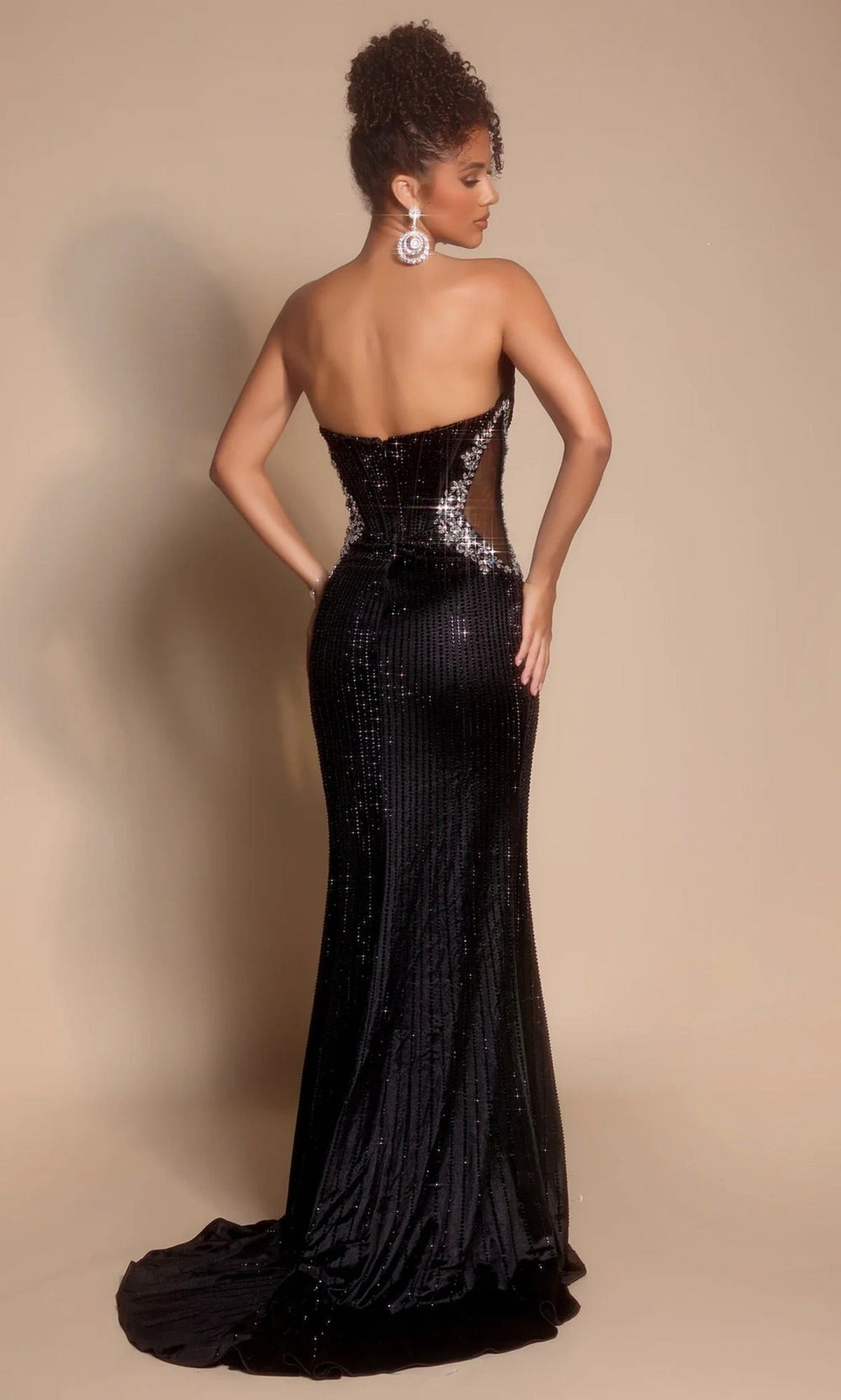Portia and Scarlett PS26147 - Long Sheer Sides Plunging V-Neck Gown