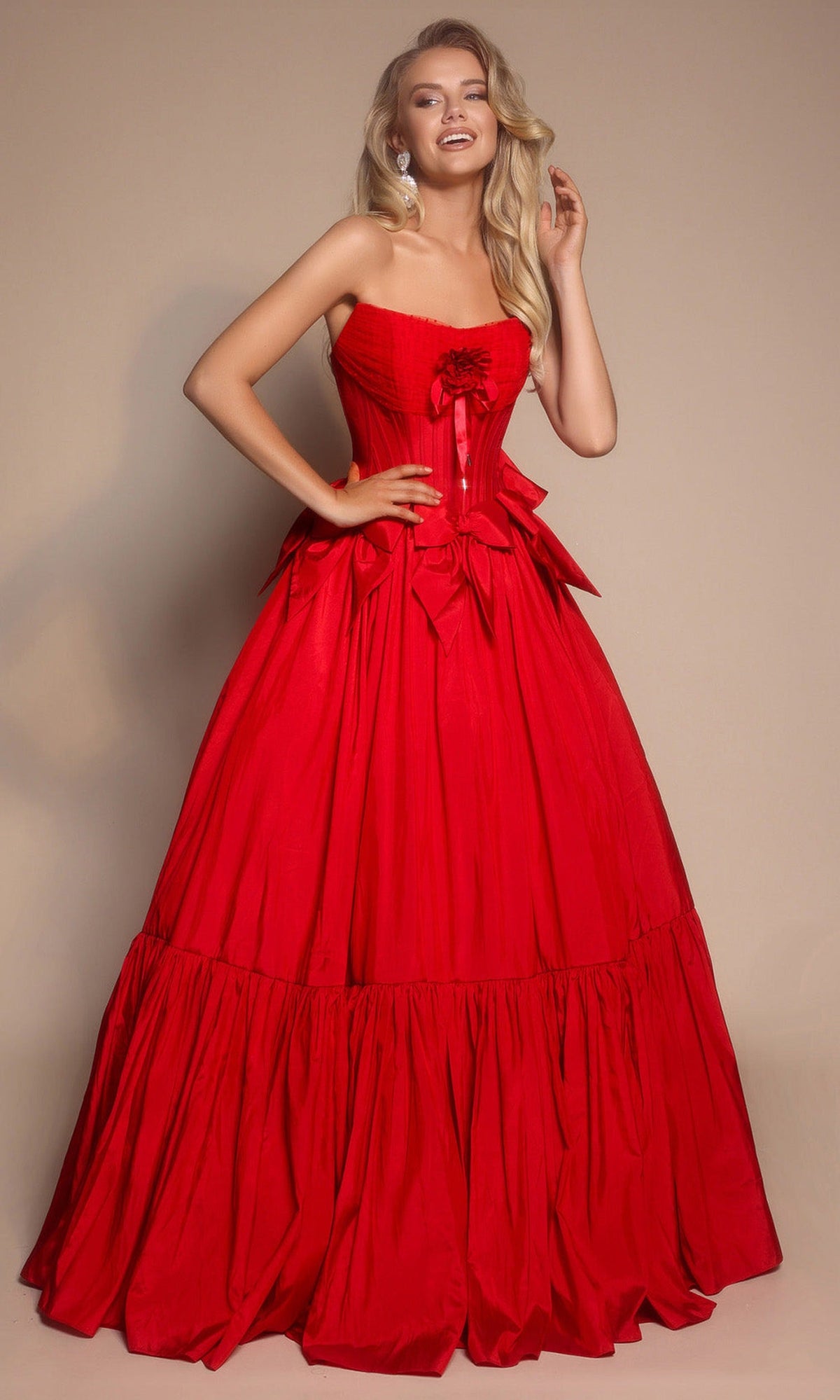 Portia and Scarlett PS26148 - Tiered Hem Scoop Neck Ballgown