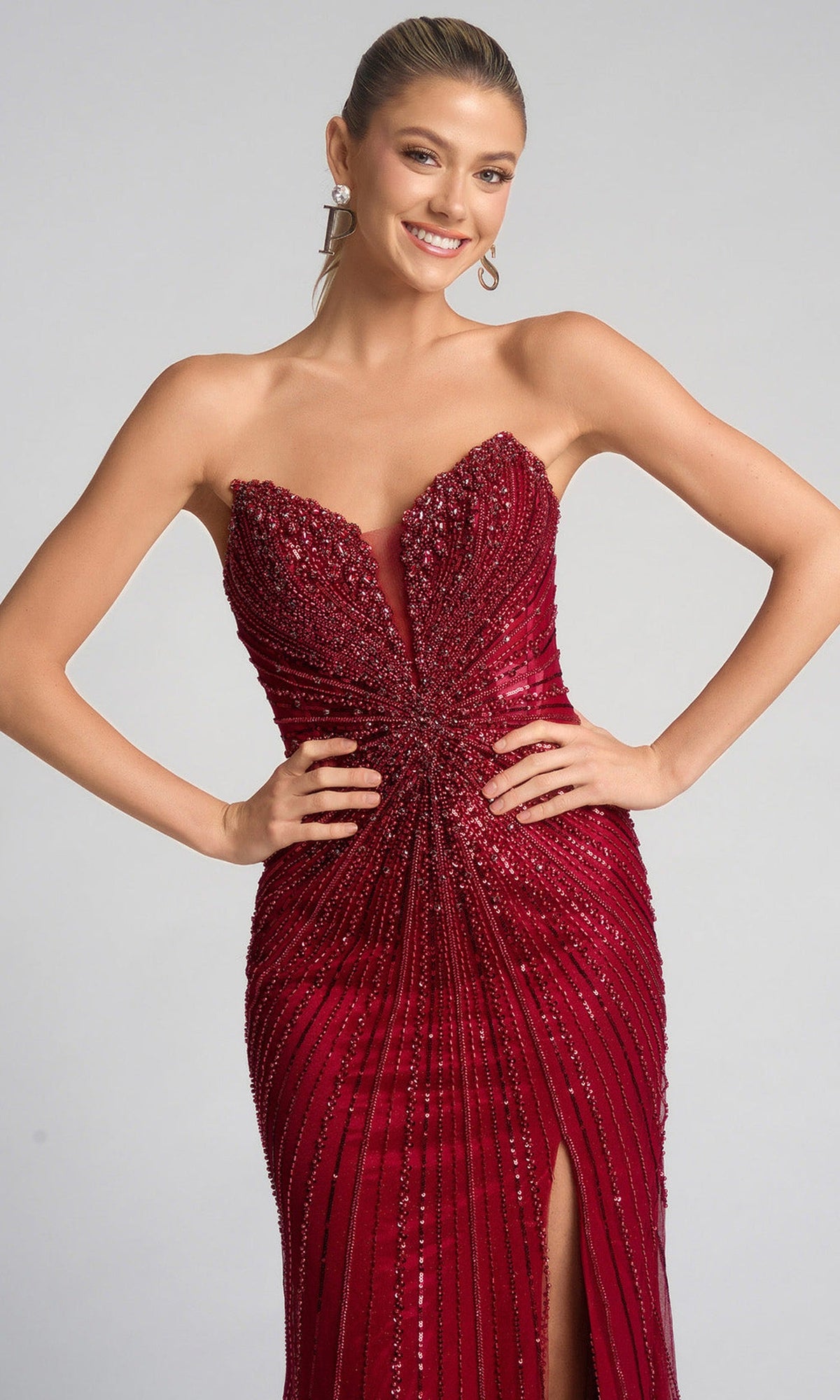 Portia and Scarlett PS26237 - Plunging Neck Jeweled Prom Gown