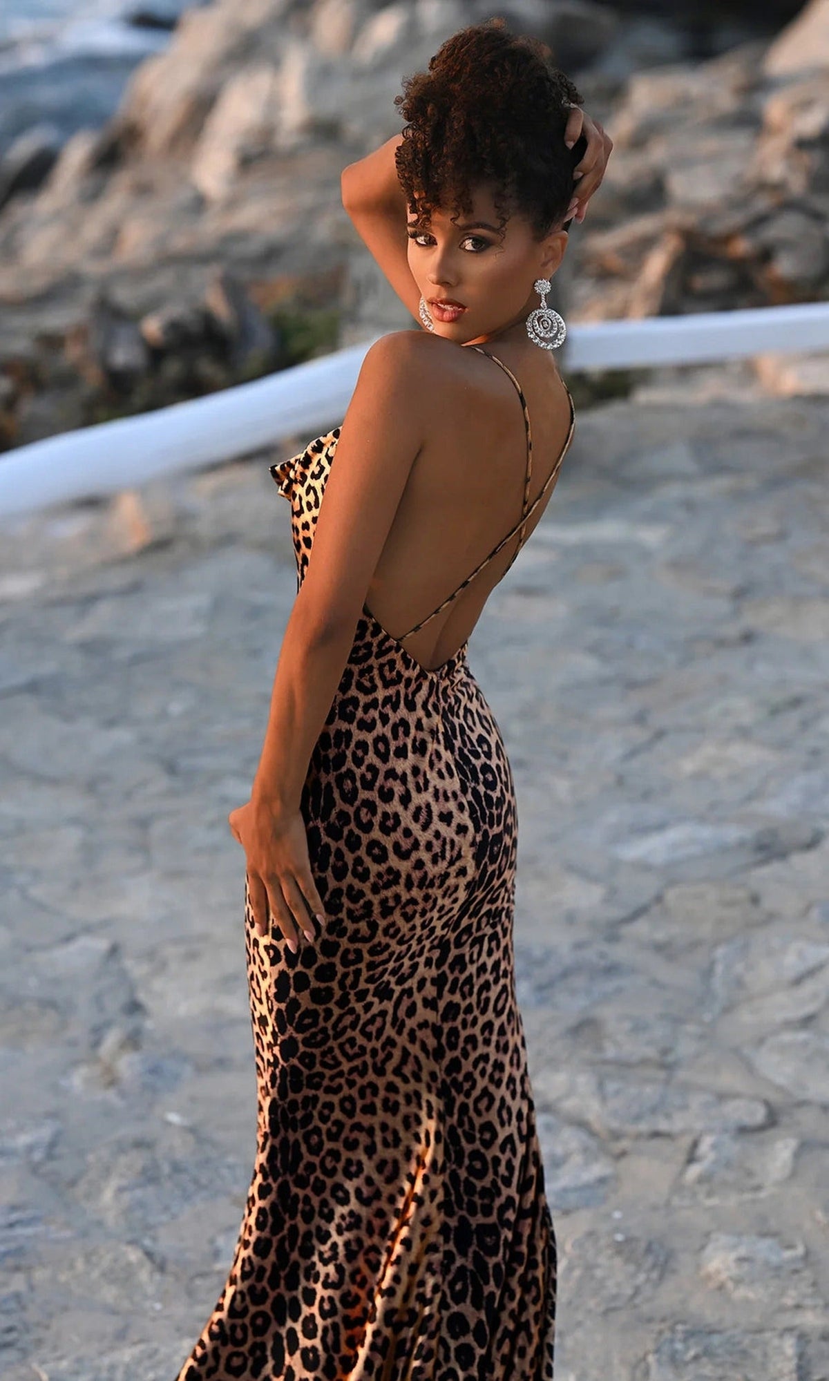 Portia and Scarlett PS26257 - Cowl Neck Leopard Prom Gown