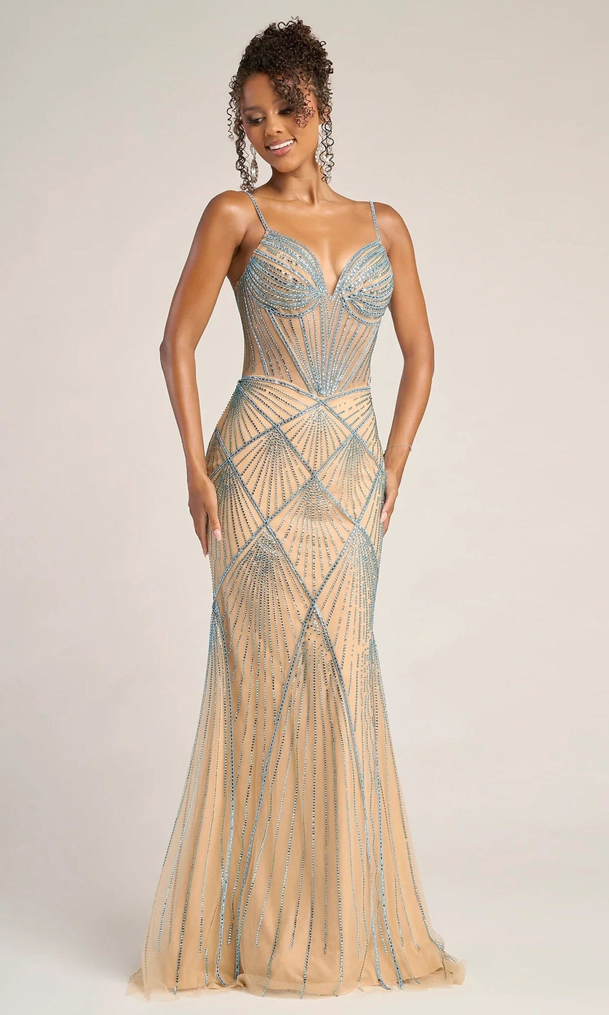 Portia and Scarlett PS26263 - Illusion Bodice Deep V-Neck Dress