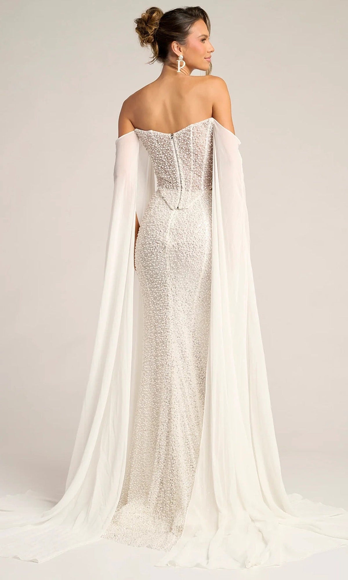 Portia and Scarlett PS26326E - Detachable Cape Two Piece Beaded Gown