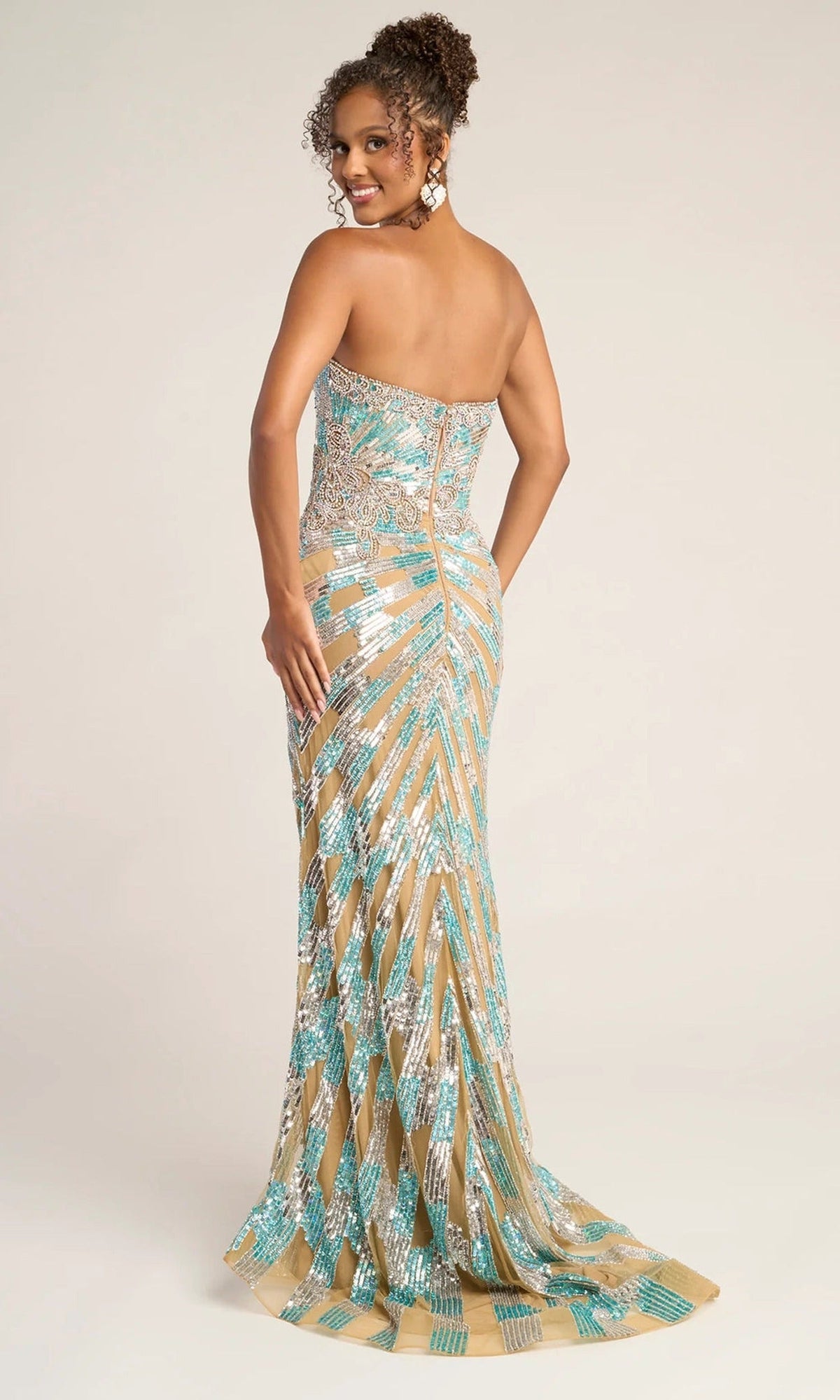 Portia and Scarlett PS26413C - Deep V-Neckline Shimmer Prom Dress
