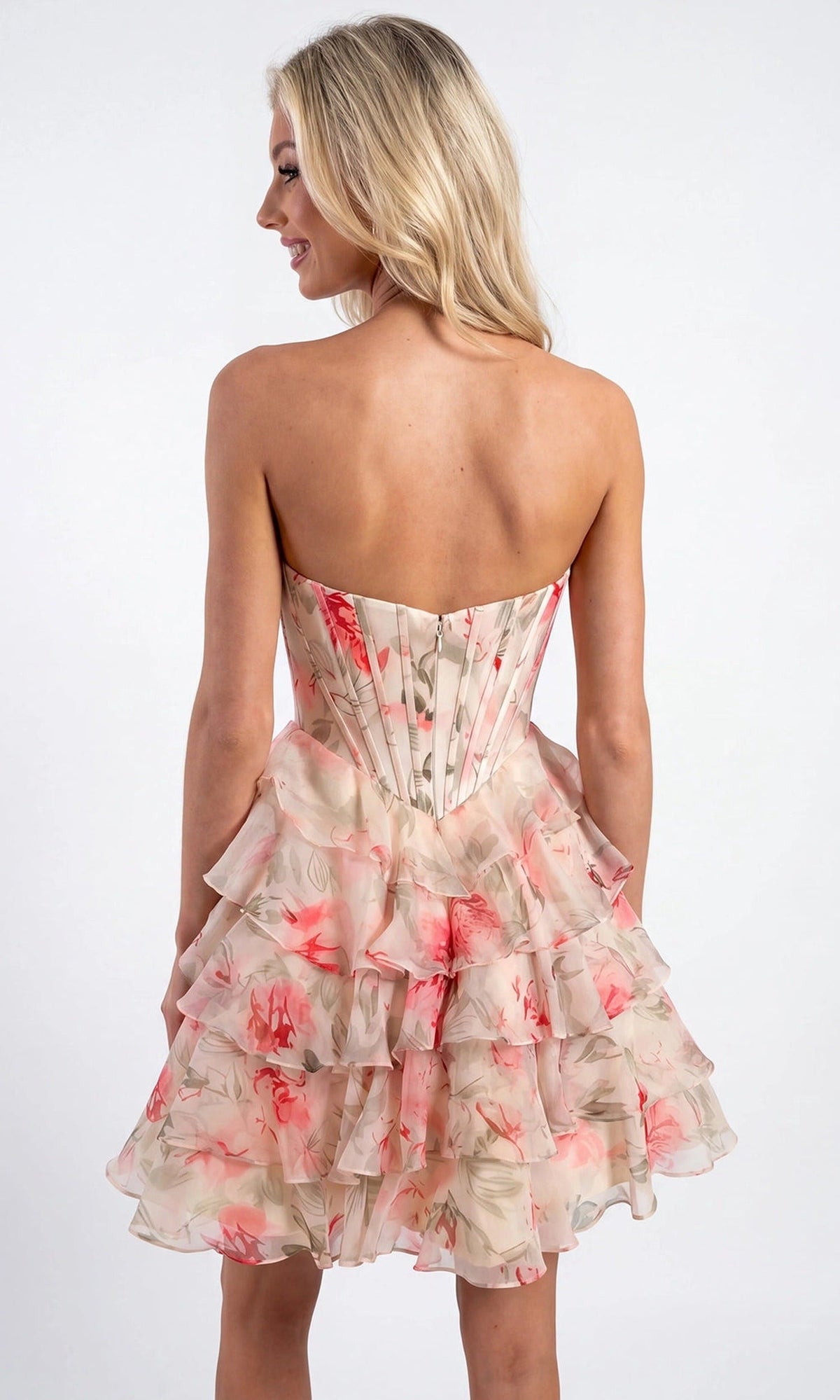 Portia and Scarlett PS26747 - Tiered Ruffle Semi-Sweetheart Mini Dress