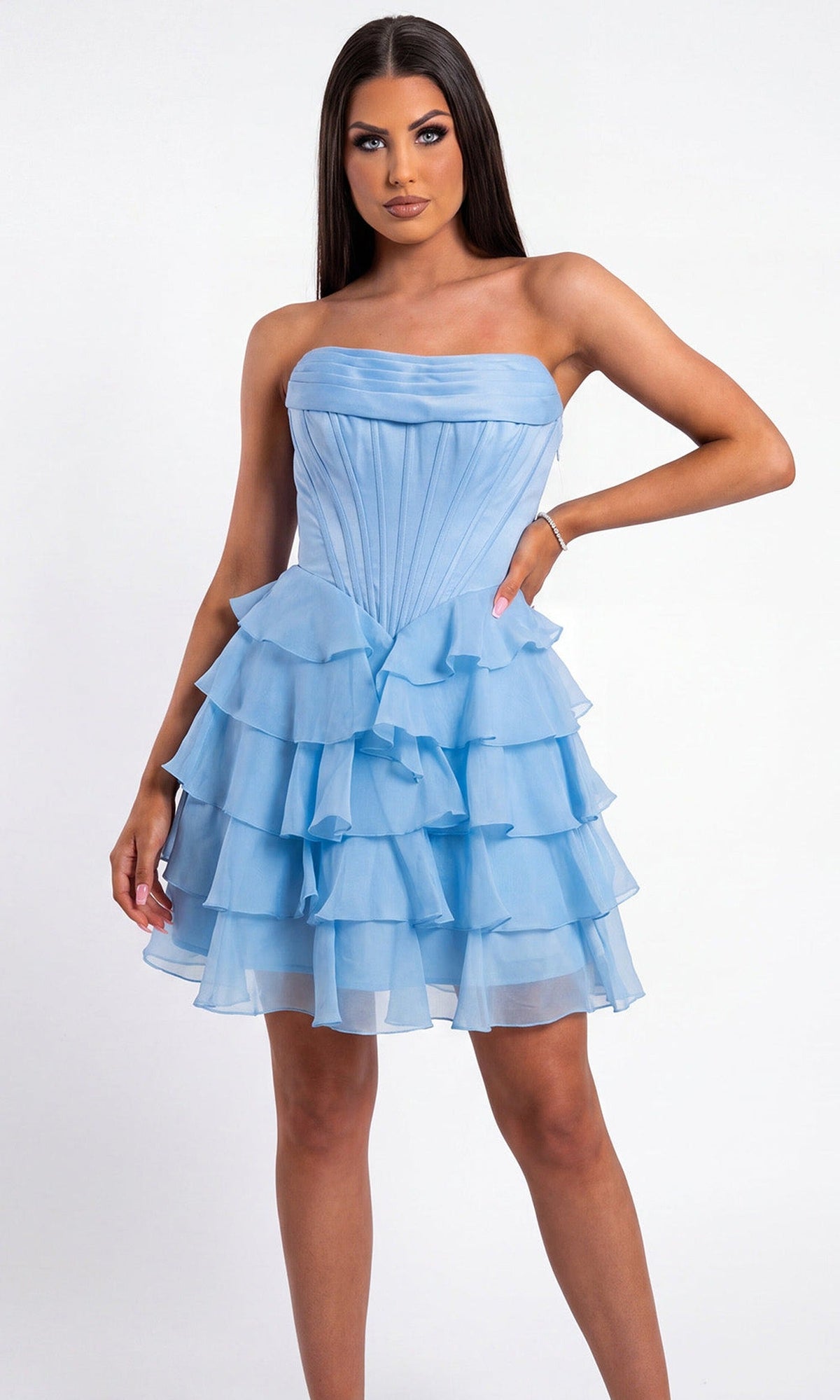 Portia and Scarlett PS26749 - Strapless Layered Ruffle Mini Dress
