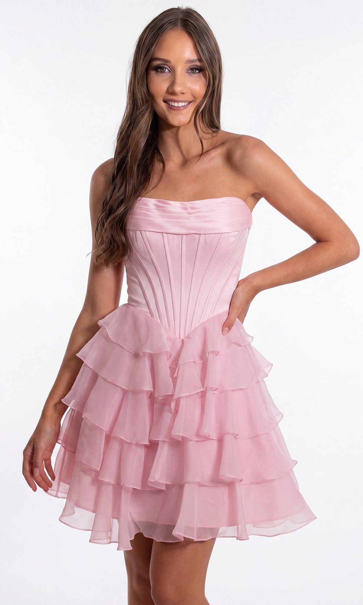 Portia and Scarlett PS26749 - Strapless Layered Ruffle Mini Dress