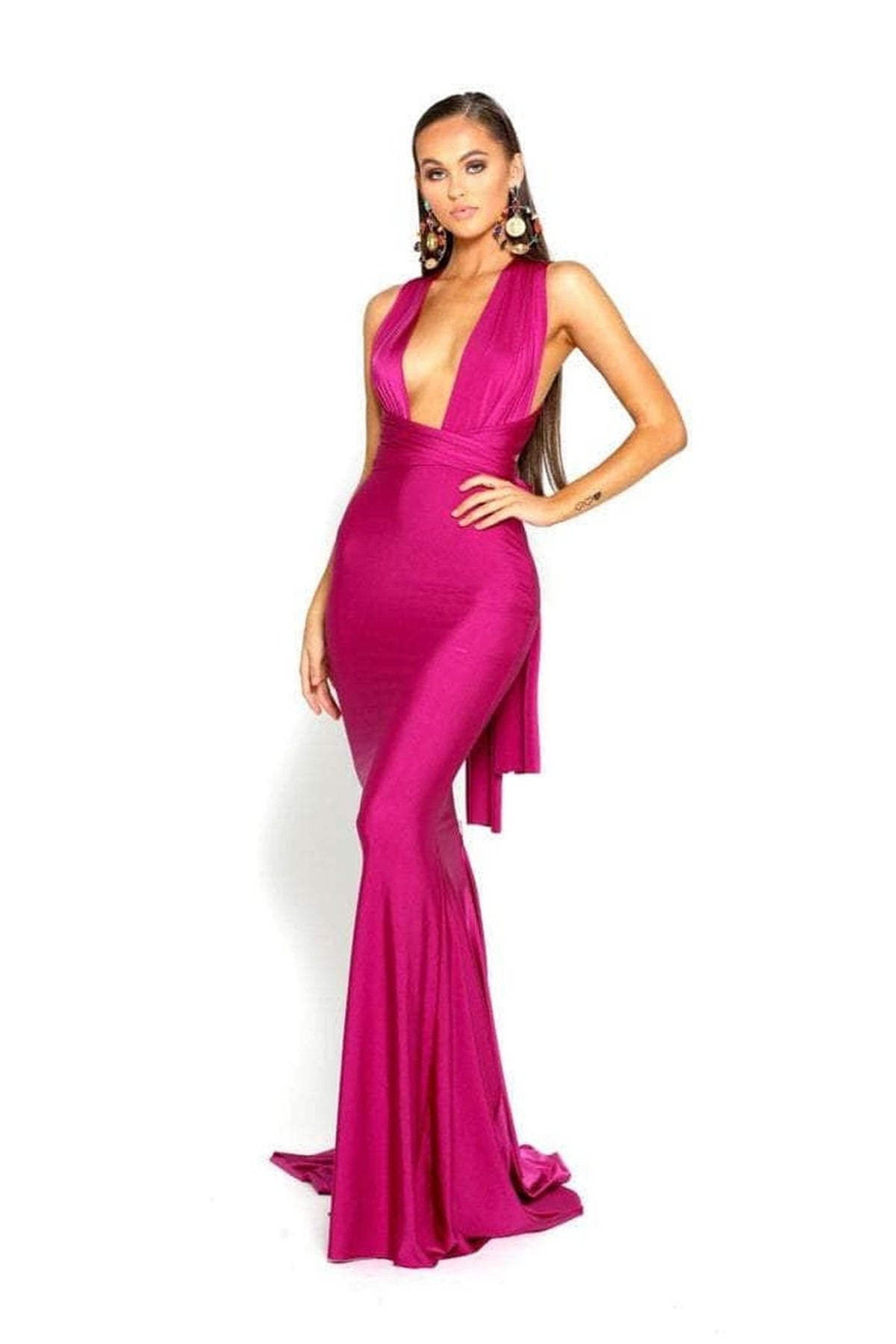 Portia and Scarlett PS6110 - Plunging Neck Sheath Formal Dress - Silhouette Dresses