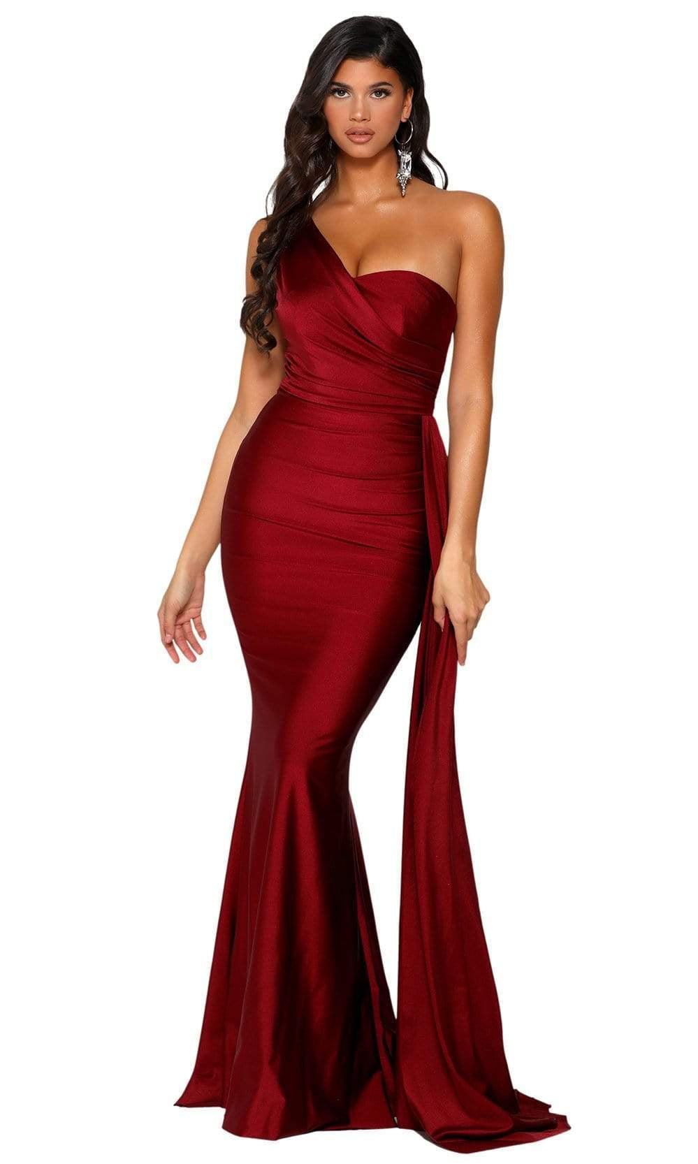 Portia and Scarlett - PS6321 One Shoulder Fitted Evening Gown - back view