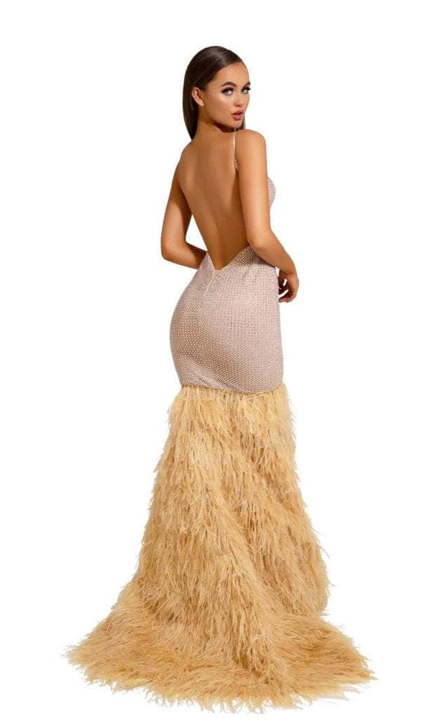 Portia and Scarlett - PS6826 V Neck Feathered Dress - view 10