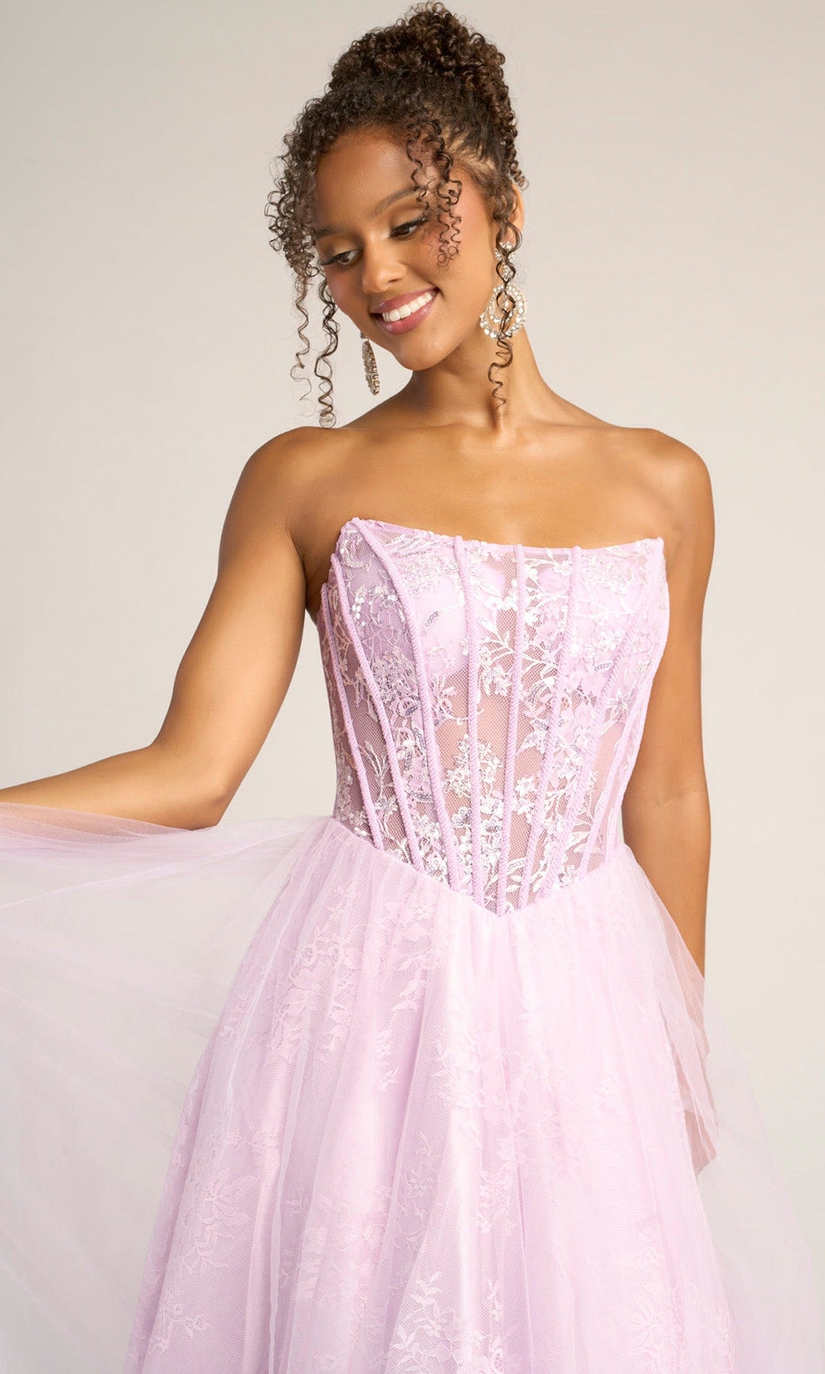 Portia and Scarlett XO023 - Scoop Neck Floral Lace Prom Dress