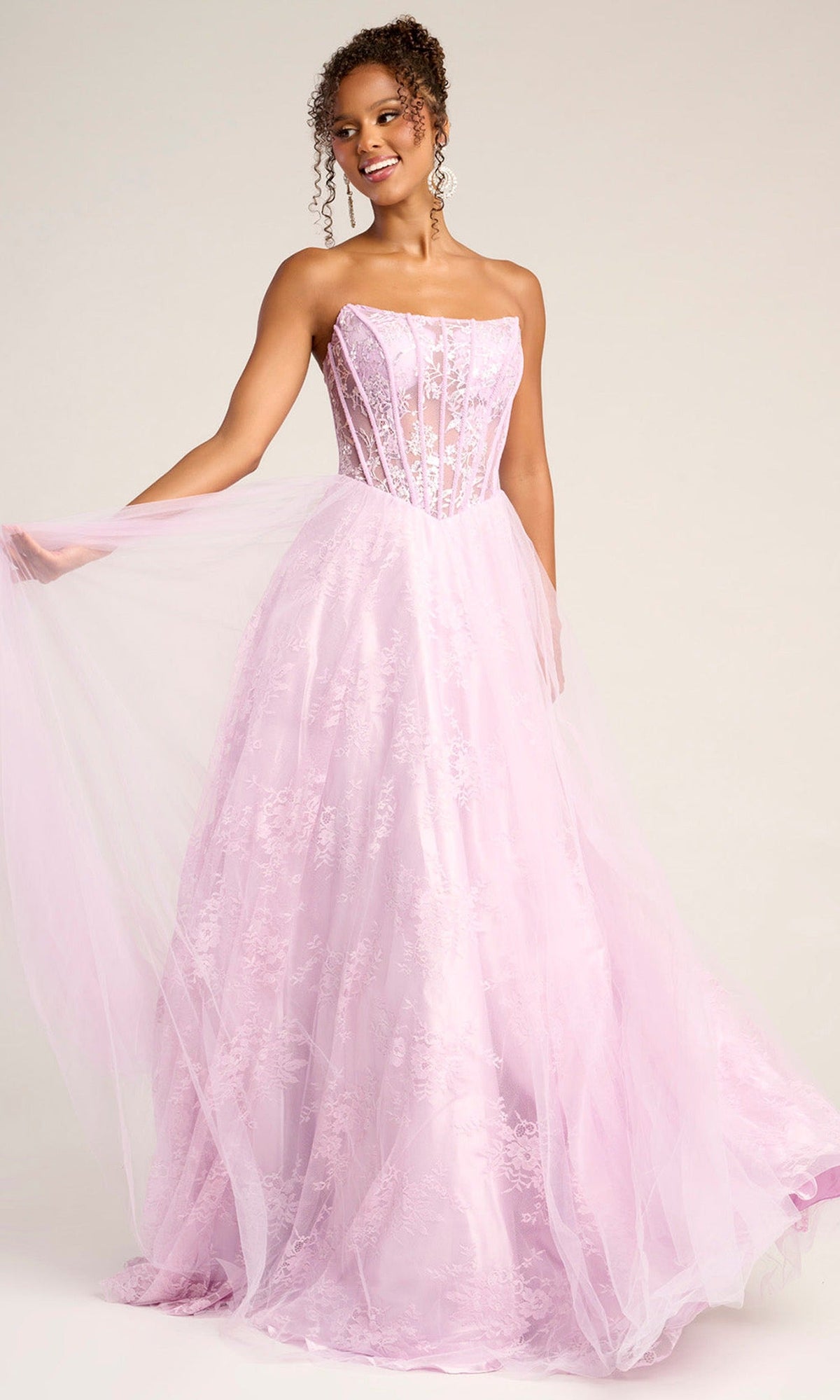 Portia and Scarlett XO023 - Scoop Neck Floral Lace Prom Dress