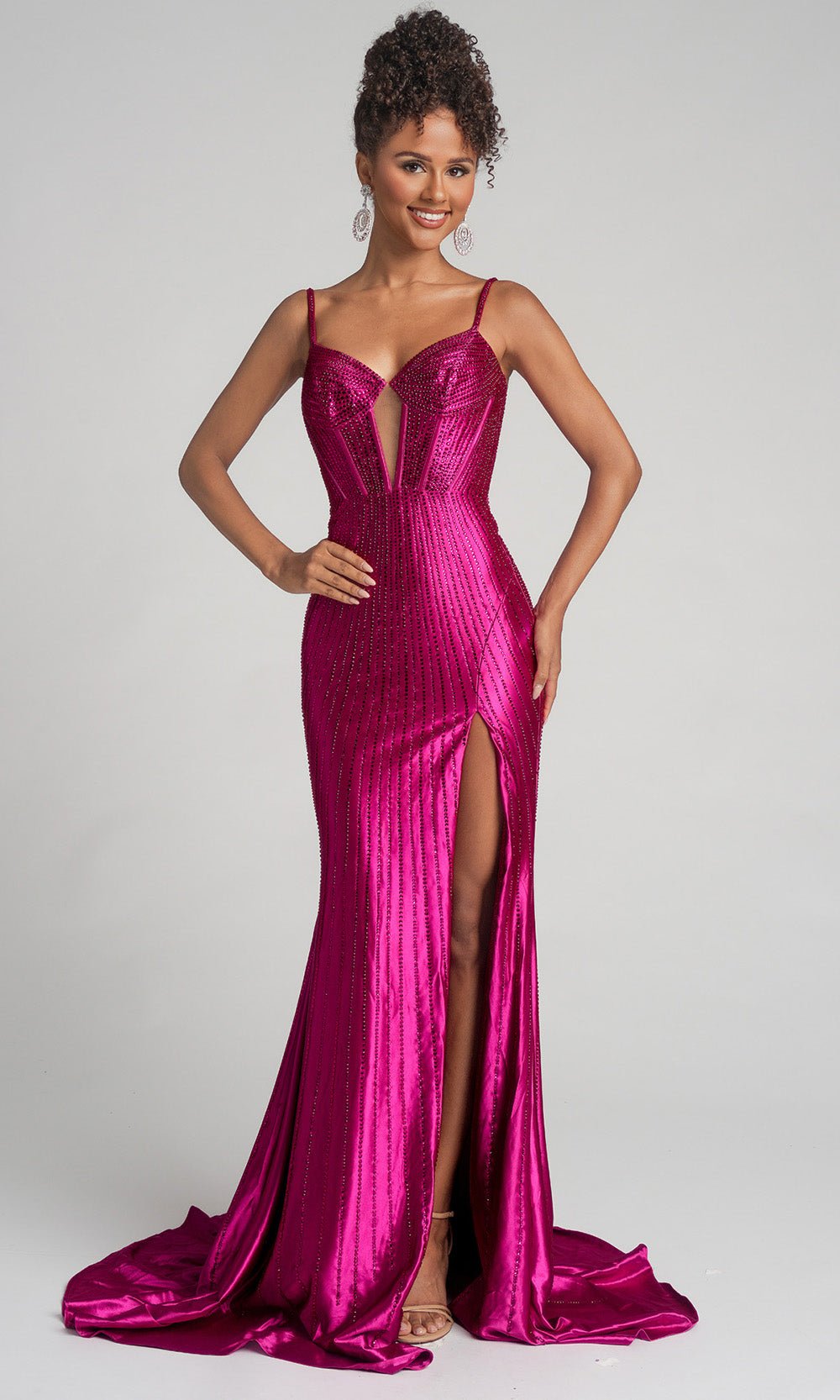 Portia and Scarlett XO070 - Beaded Corset Prom Dress with Slit - Silhouette Dresses