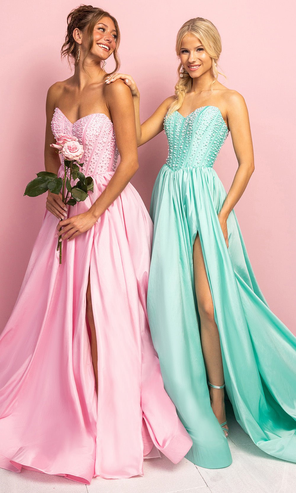 Portia and Scarlett XO178 - Strapless Beaded Bodice A Line Prom Gown - Silhouette Dresses