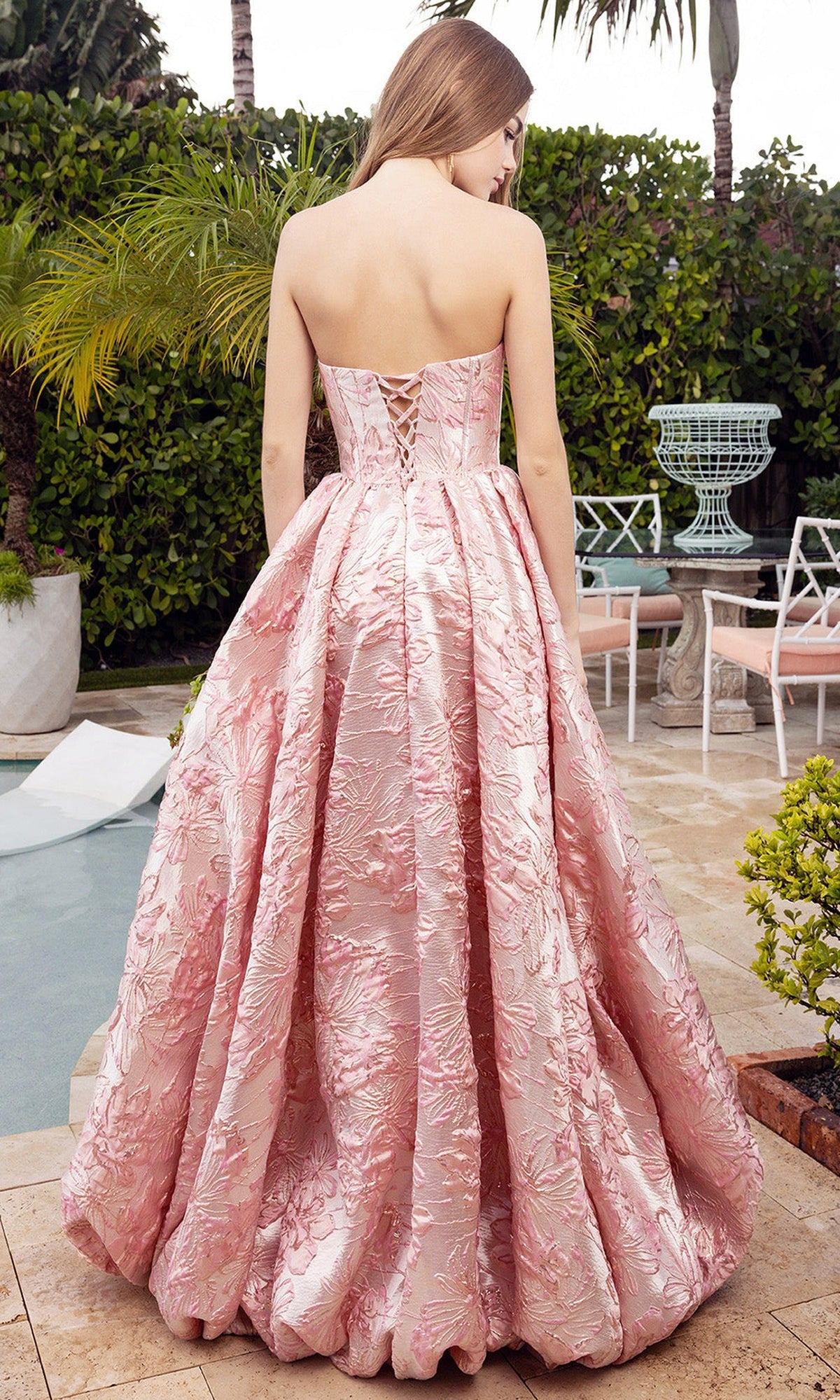 Portia and Scarlett XO180 - Floral Corset Semi Ballgown Prom Dress