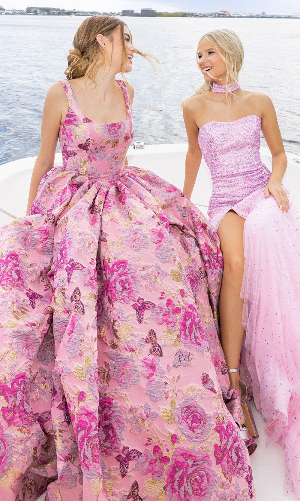 Portia and Scarlett XO188 - Square Neckline Floral Print Ballgown - Silhouette Dresses