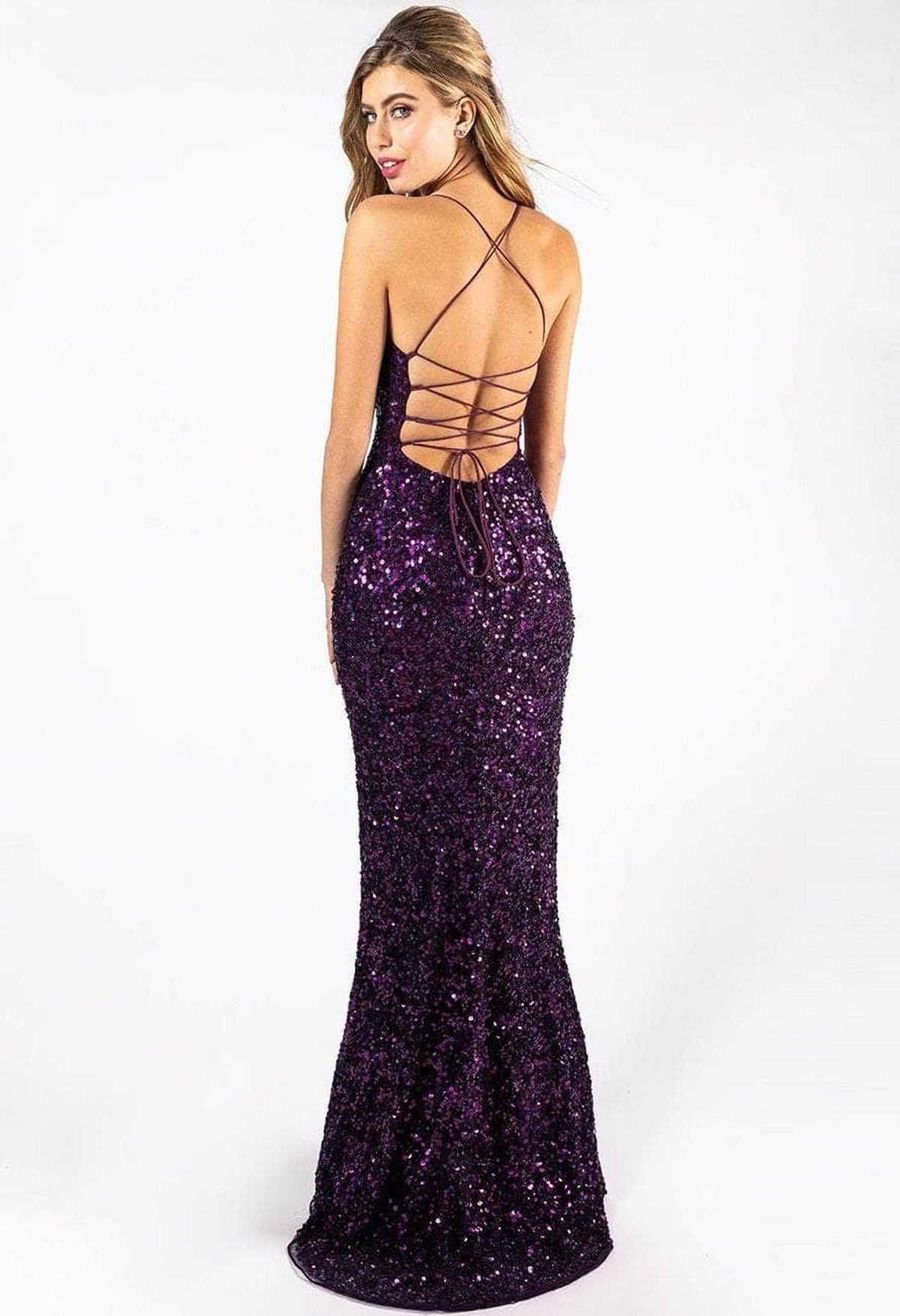Primavera Couture - 3290 Sequined Sexy Back Gown