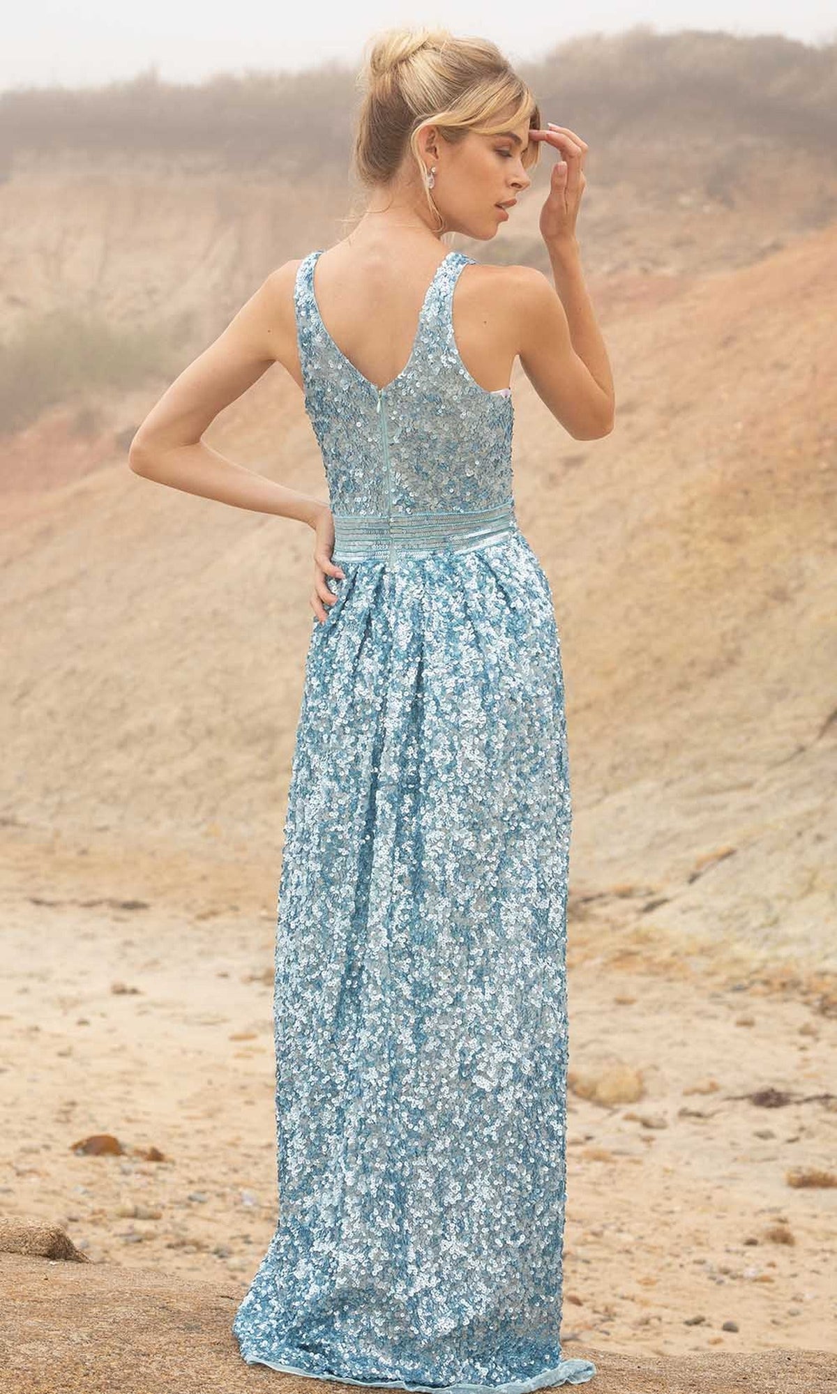Primavera Couture - 3795 Sequin V-Neck A-Line Gown