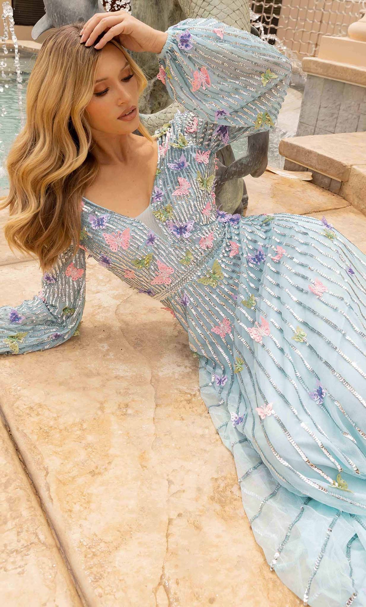 Primavera Couture 12024 - Butterfly Embedded Long Gown - view 7