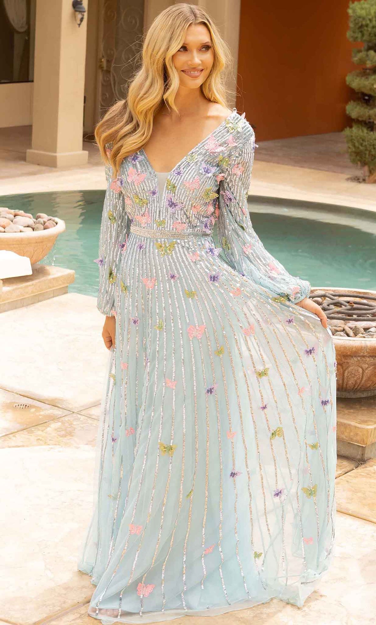 Primavera Couture 12024 - Butterfly Embedded Long Gown - view 5