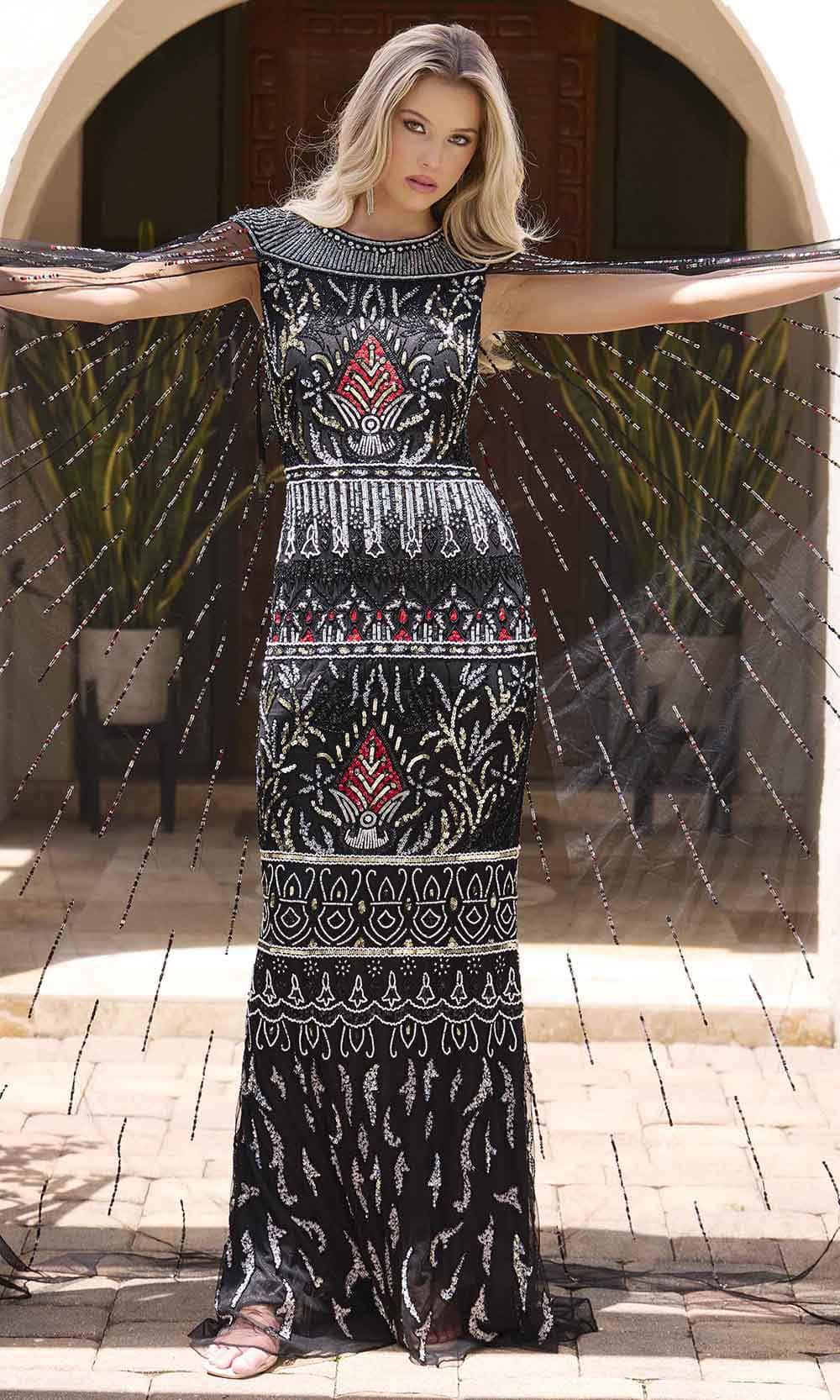 Primavera Couture 12172 - Sleeveless Sequined Evening Gown - back view