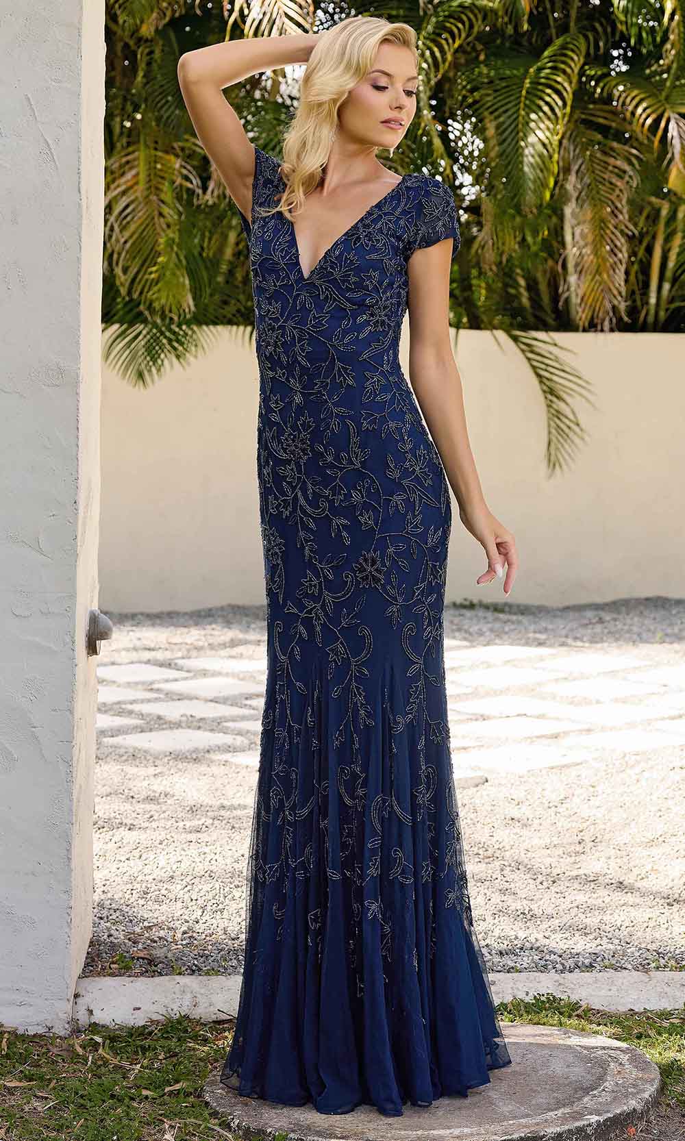 Primavera Couture 13133 - Short Sleeve Embellished Evening Dress - view 4