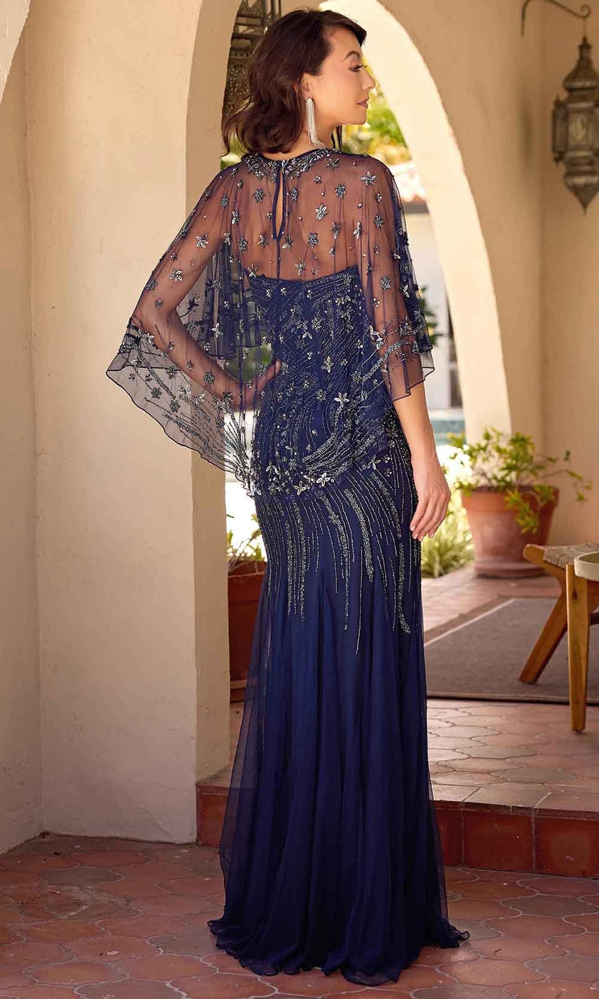 Primavera Couture 13145 - Strapless Sheer Capelet Evening Dress