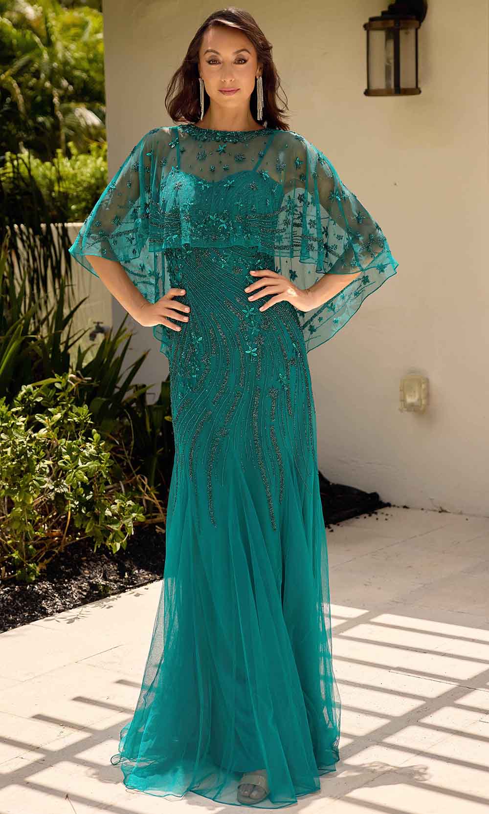 Primavera Couture 13145 - Strapless Sheer Capelet Evening Dress - view 9