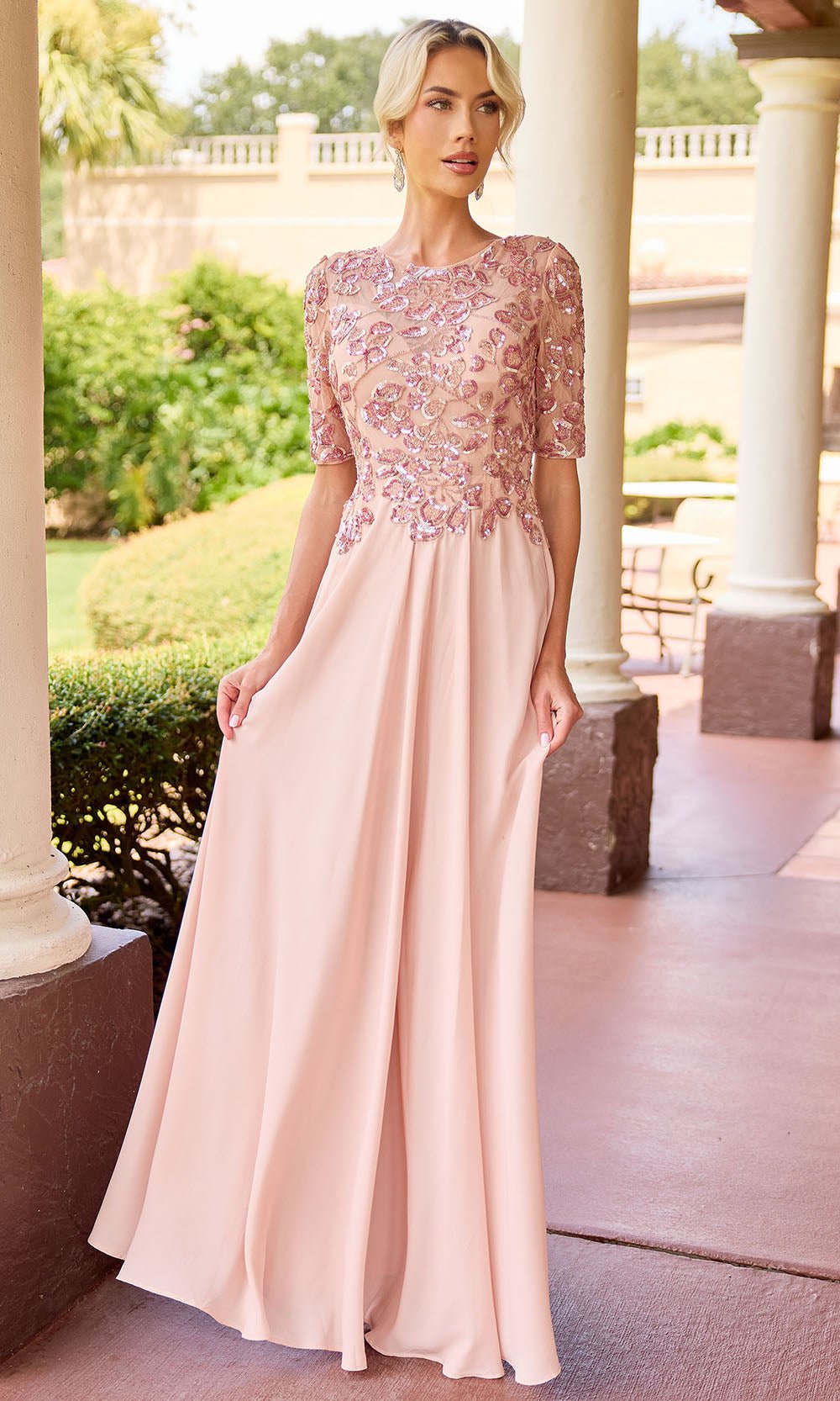 Primavera Couture 13171 - Embellished Jewel Neck A-Line Dress - Silhouette Dresses