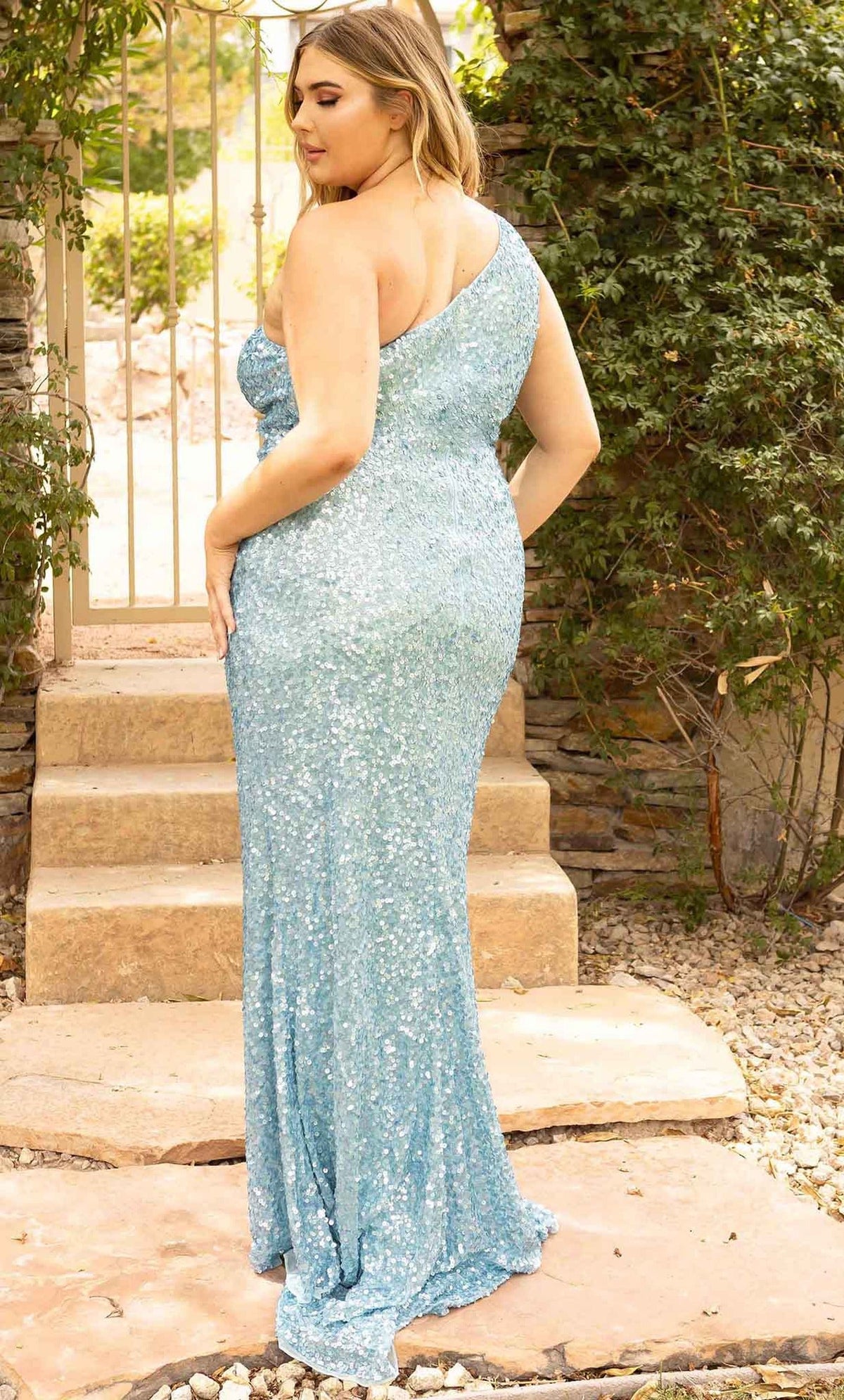 Primavera Couture 14004 - Sequined One Shoulder Prom Gown