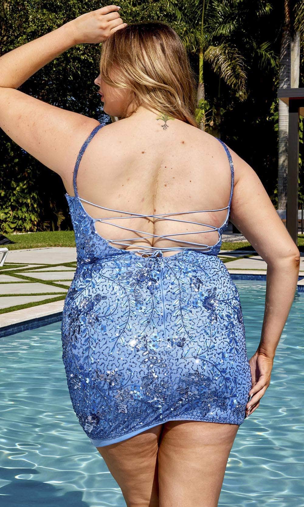 Primavera Couture 14028 - Sequin Scoop Neckline Cocktail Dress - view 4