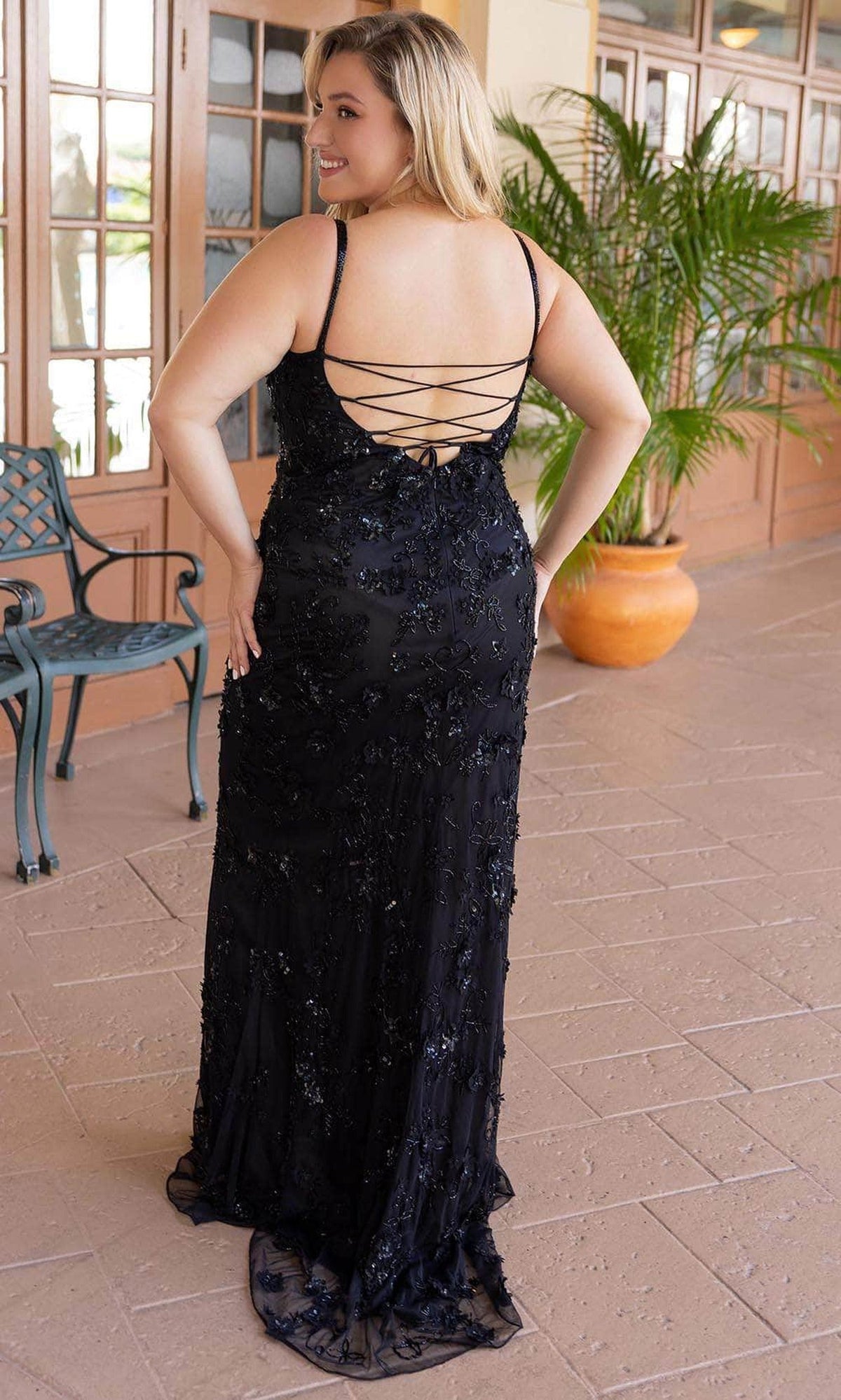 Primavera Couture 14050 - Sleeveless Lace-Up back Prom Dress